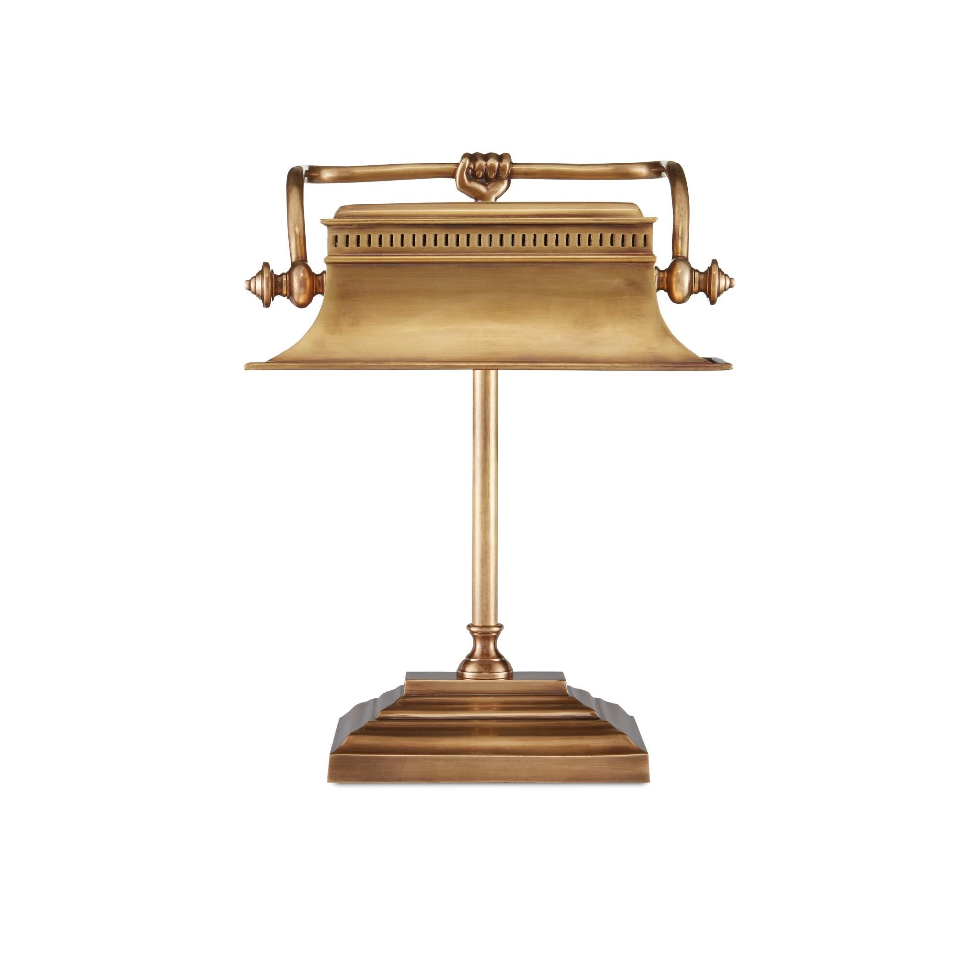 Shown in Vintage Brass finish and Antique Brass shade