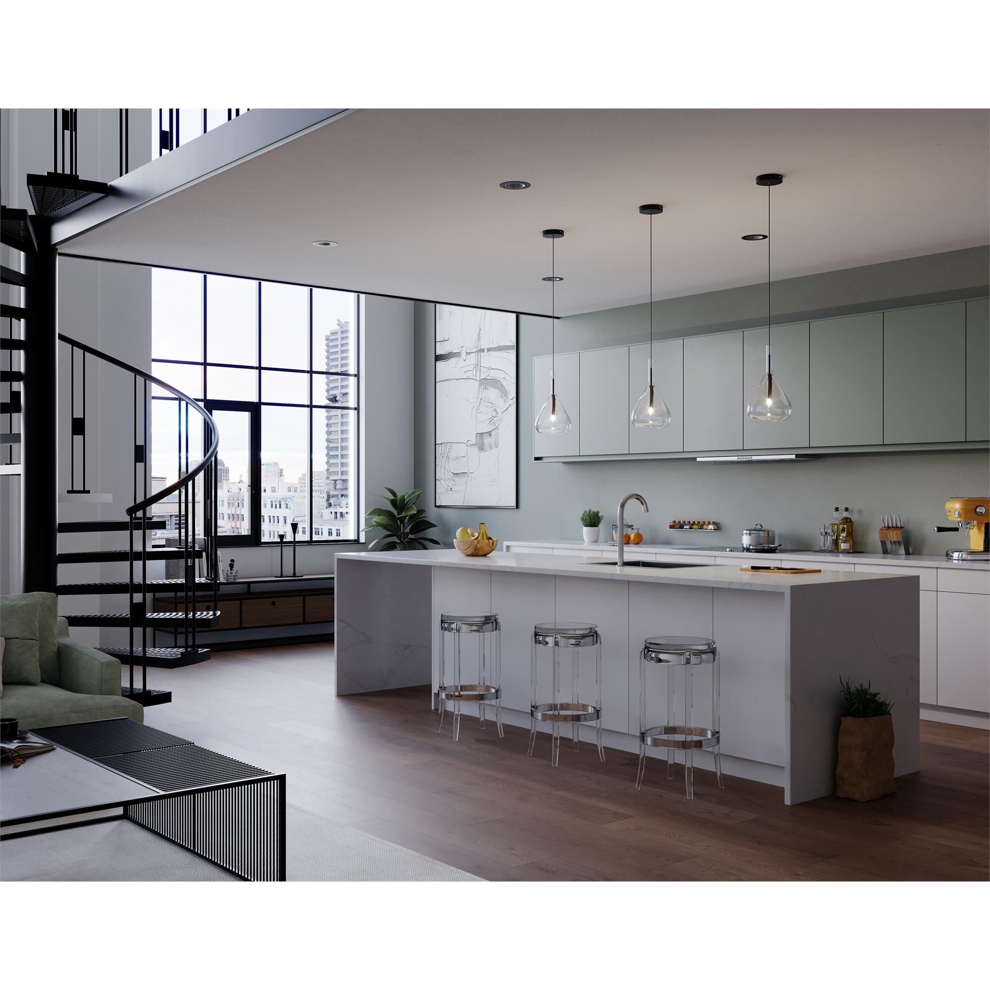 Shown in Black finish and Clear glass