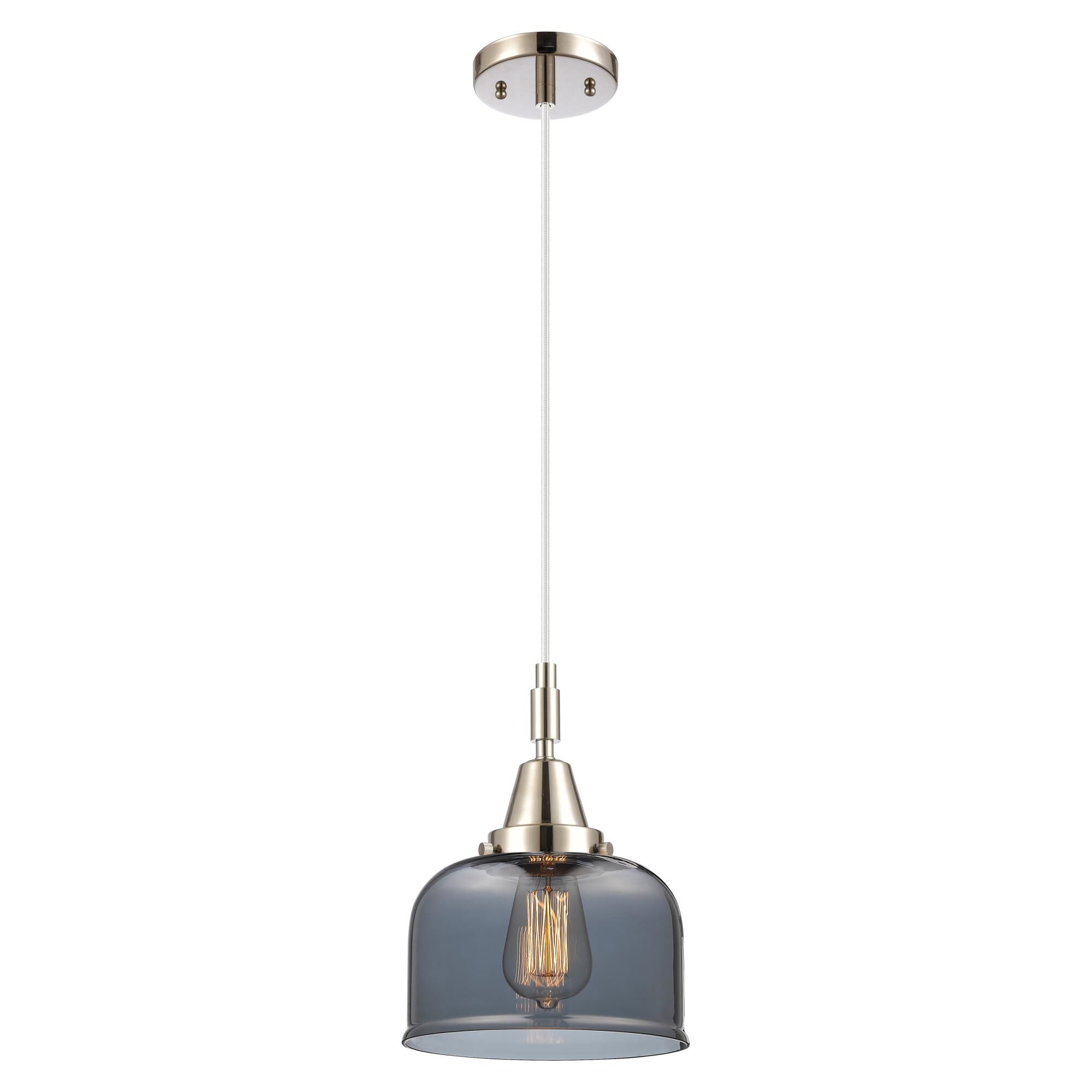 Shown in Polished Nickel finish and Light Smoke glass