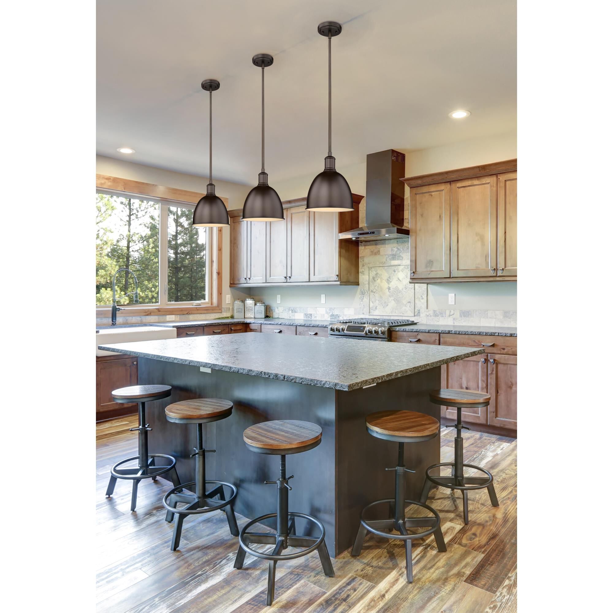 Shown in Bronze finish and Bronze glass and Bronze shade