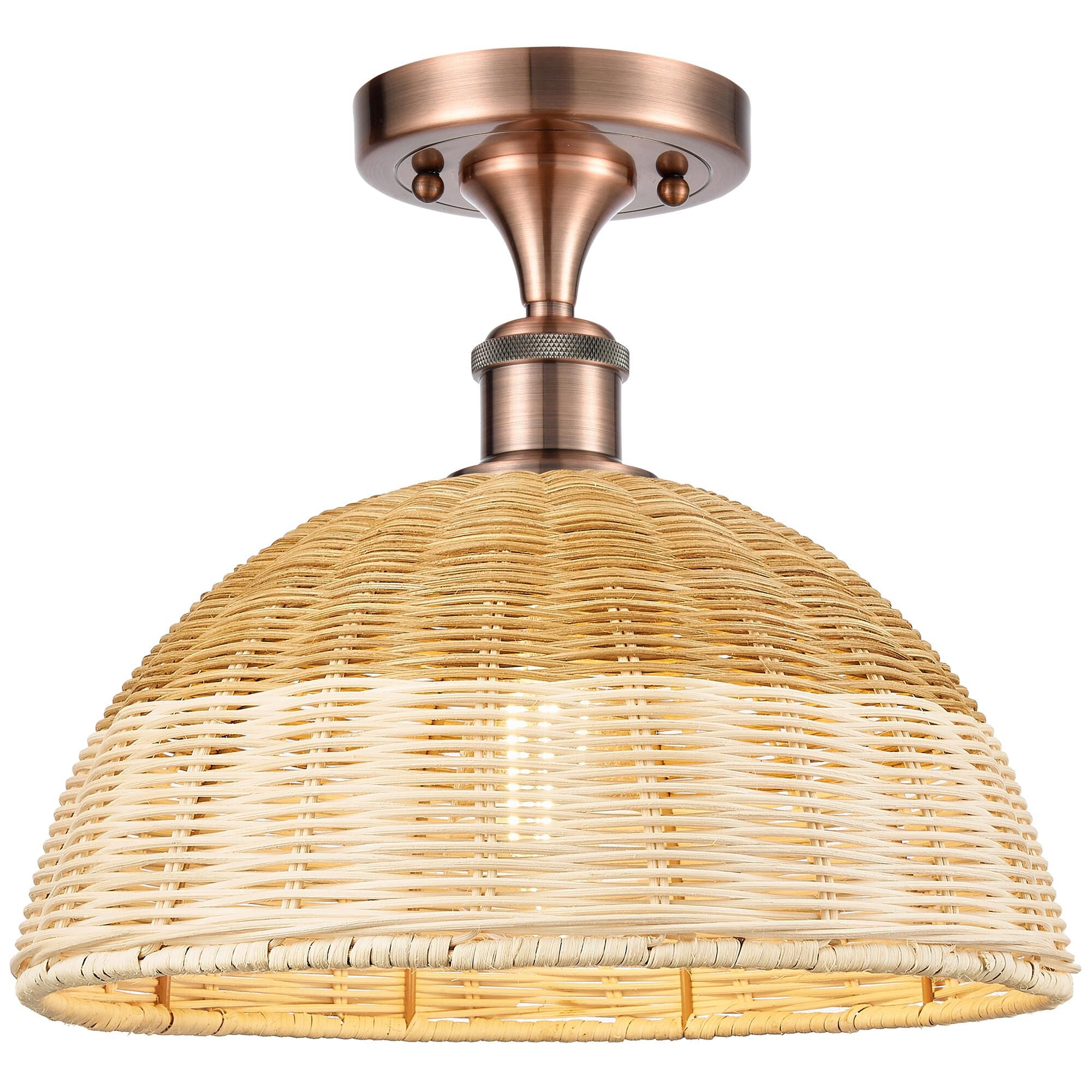 Shown in Antique Copper finish and Natural shade