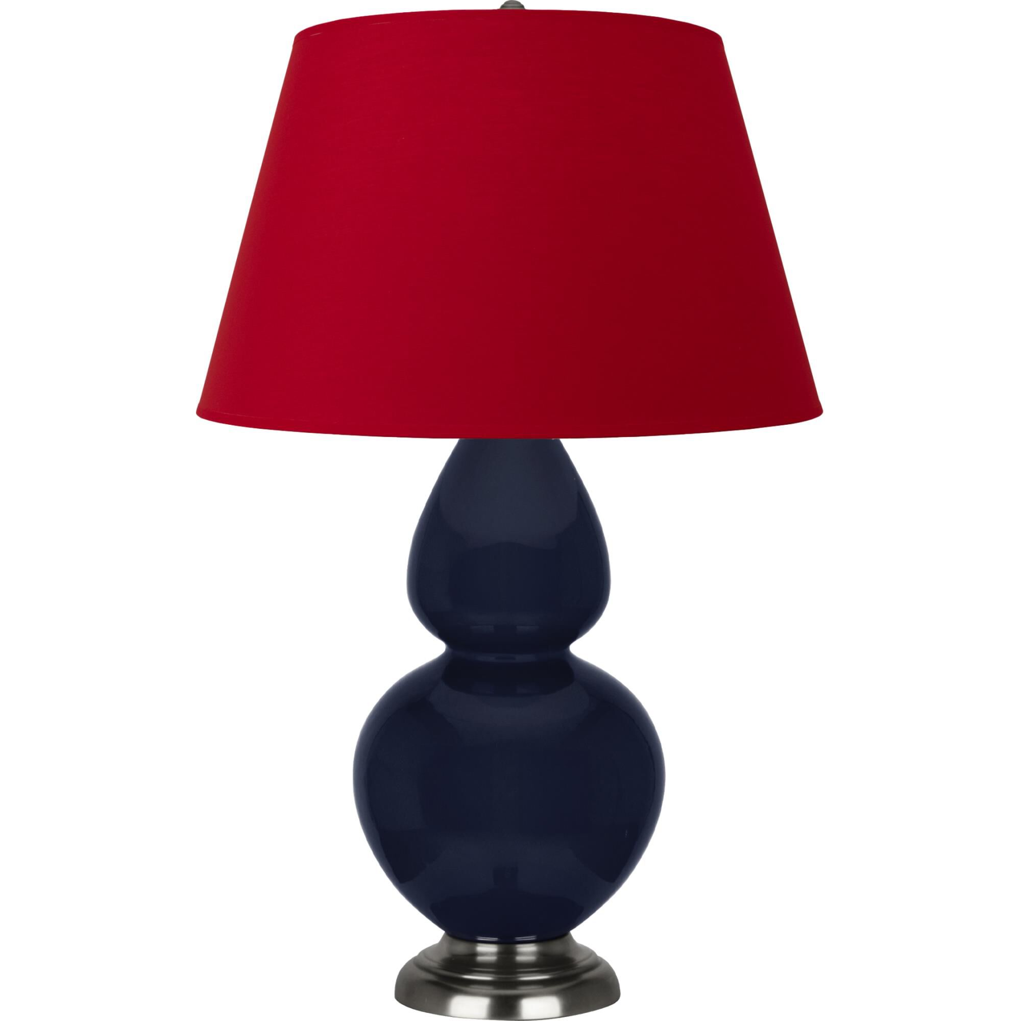 Shown in Midnight Blue finish and Black and Red shade and Antique Silver accent