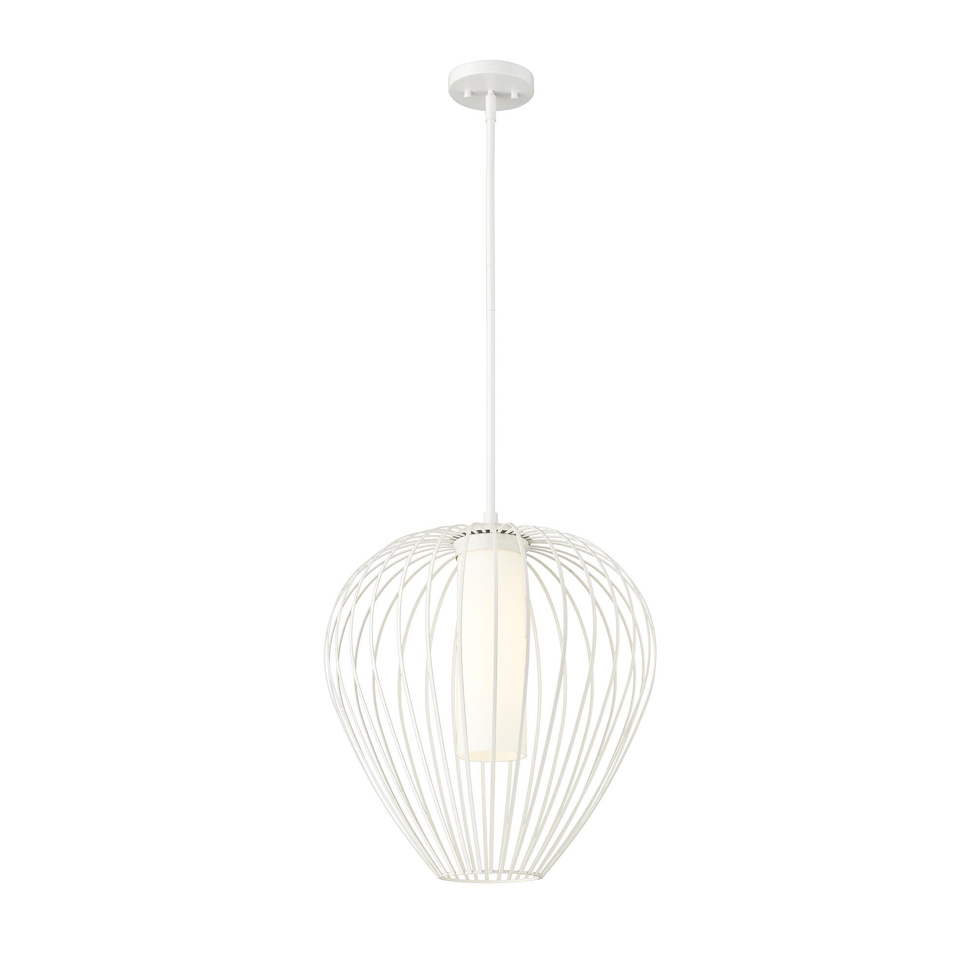 Shown in Textured White finish and White Opal glass and White Opal shade