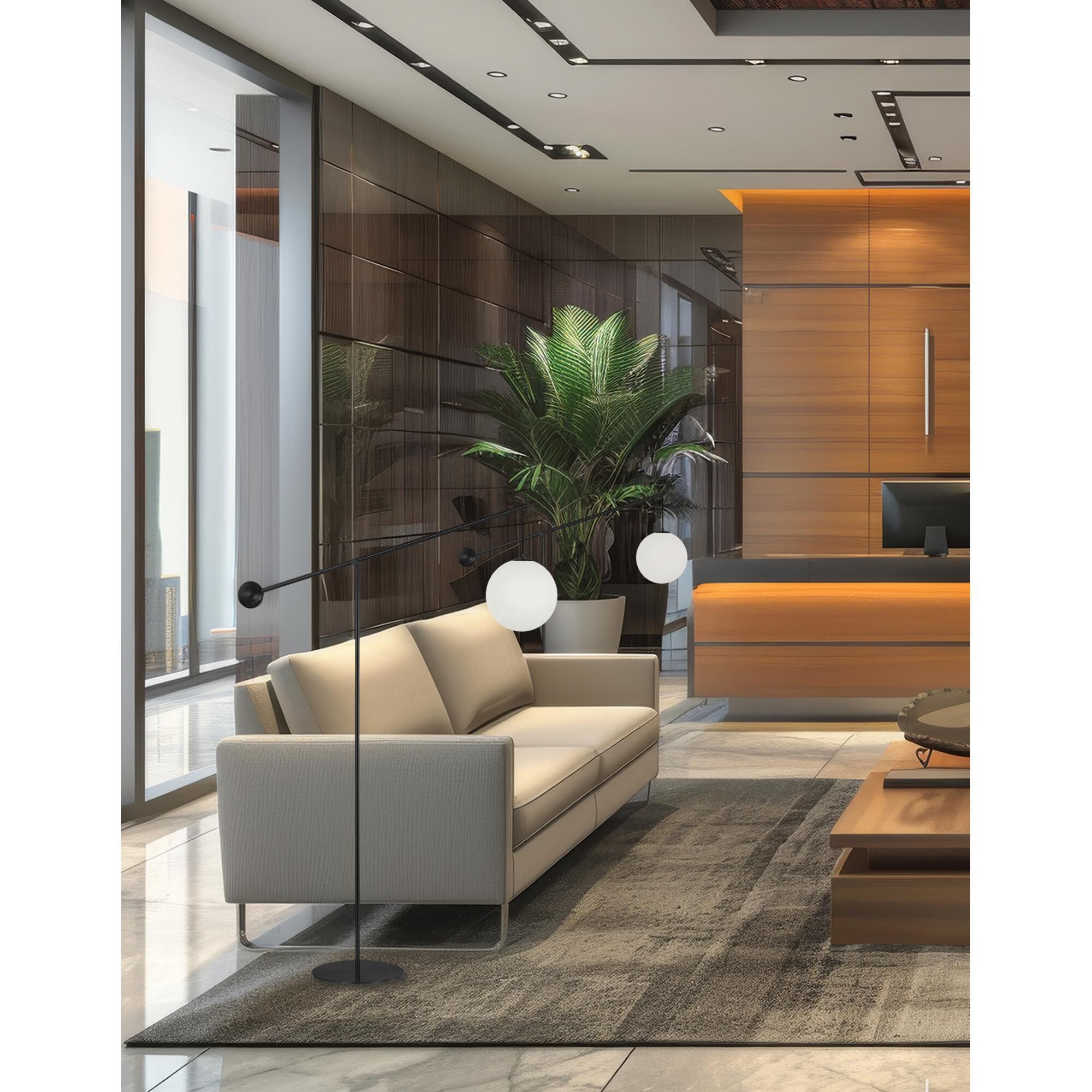 Shown in Matte Black and White finish and Opal White Globe glass