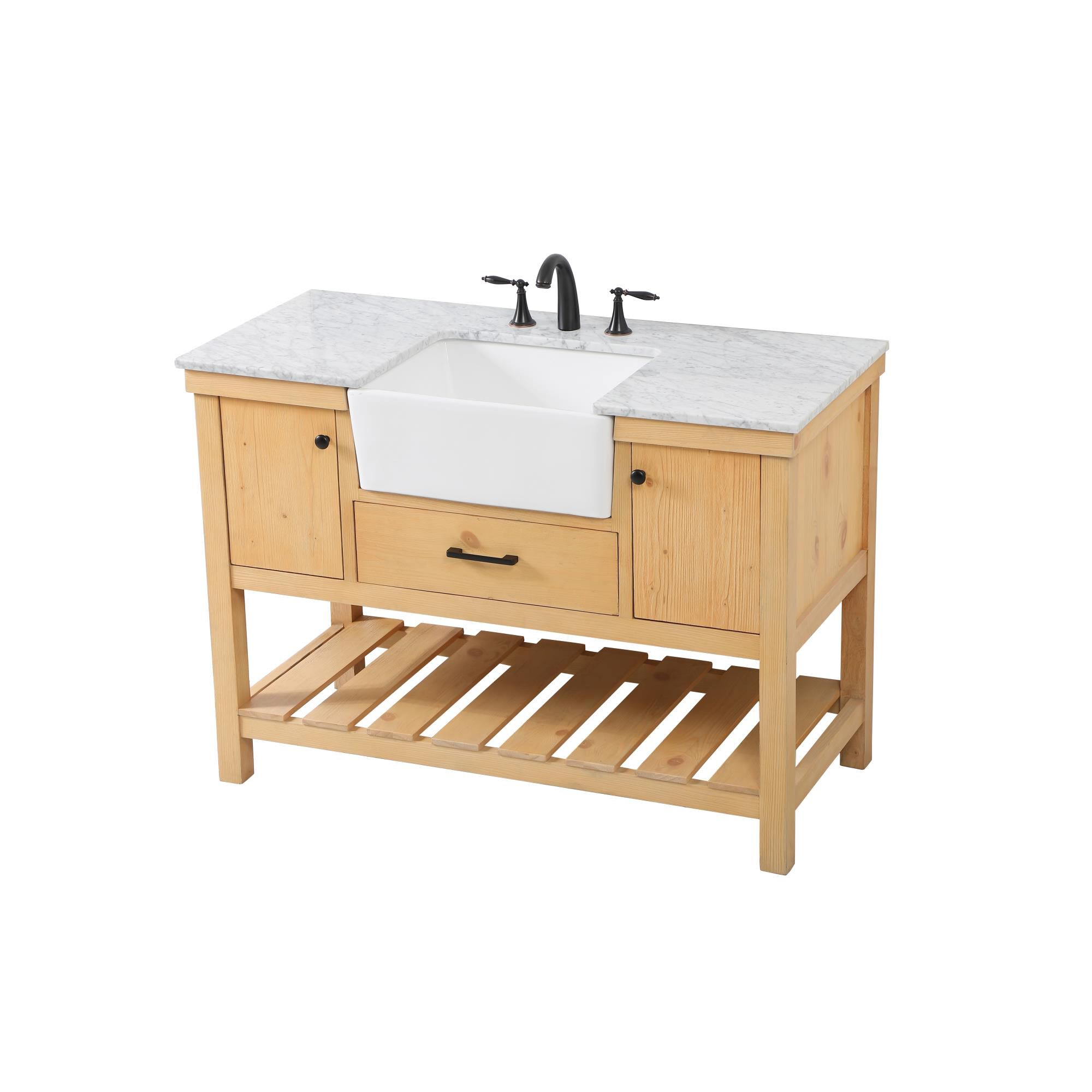 Shown in Natural Wood finish and Without Backsplash accent