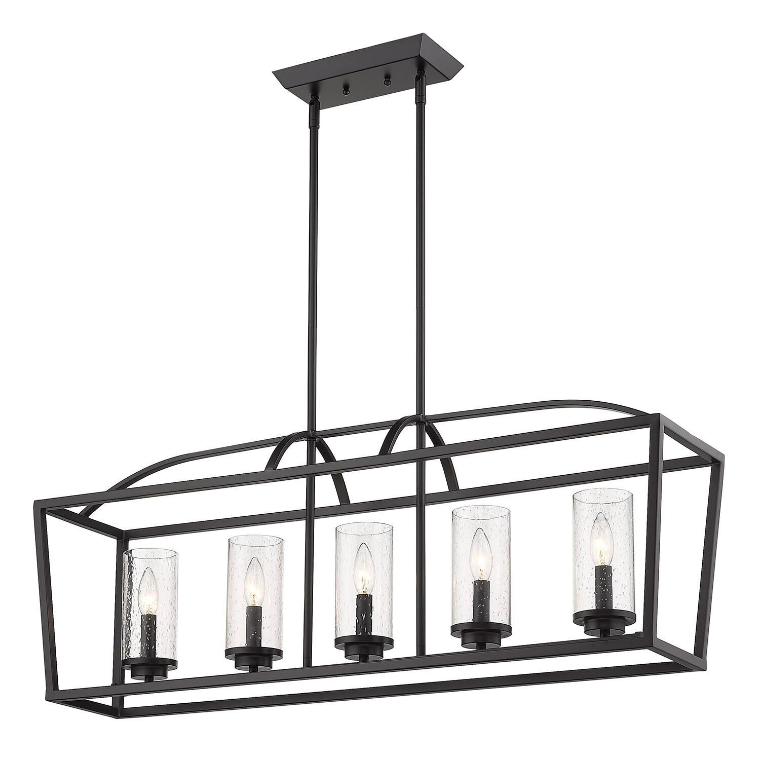 Shown in Matte Black finish and Seeded glass and Seeded Glass shade