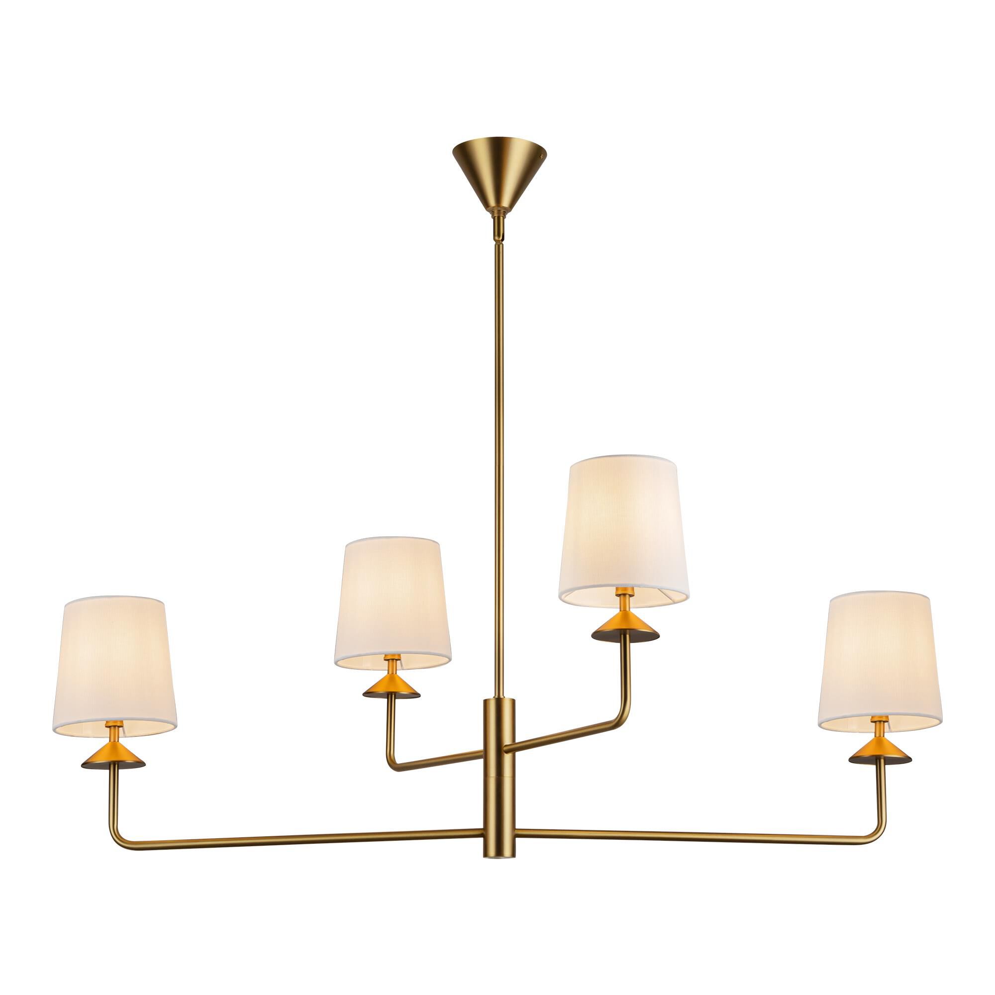 Shown in Brushed Gold finish and White Acrylic Diffuser glass and White Linen shade