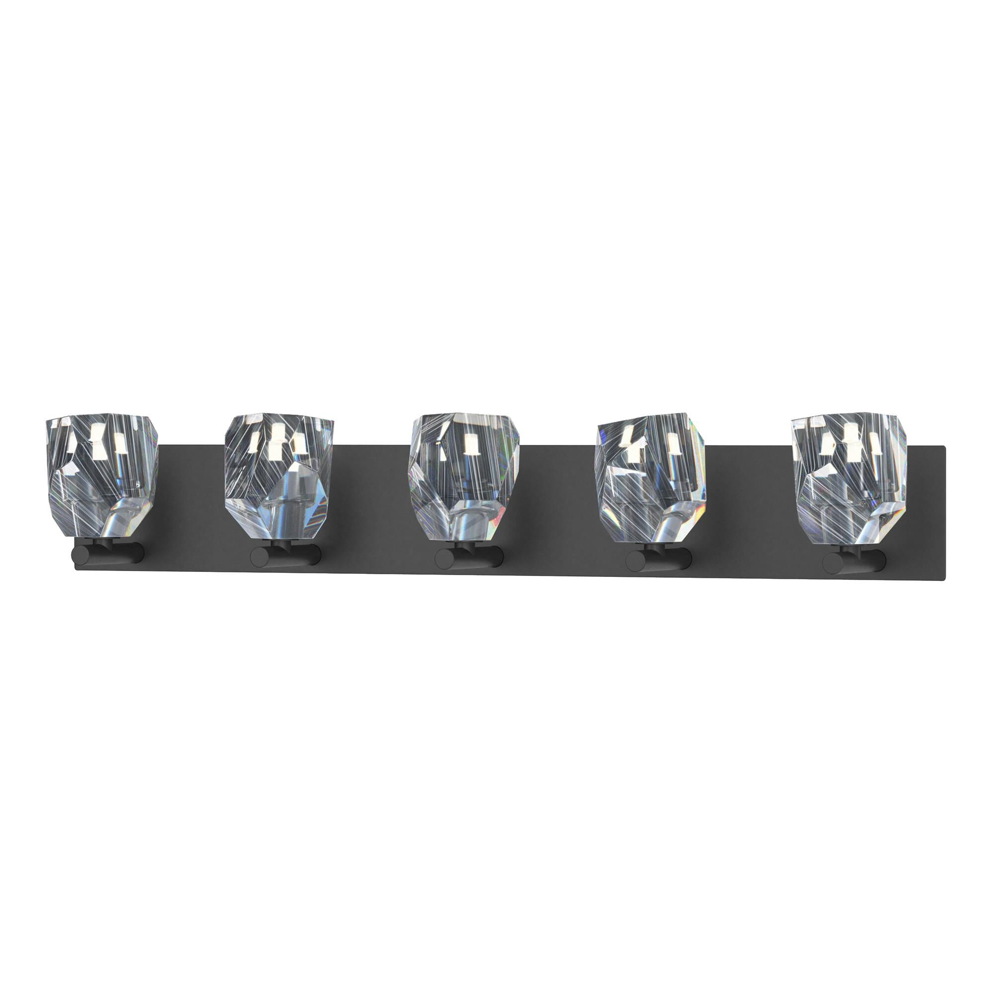 Shown in Black finish and Clear Crystal glass