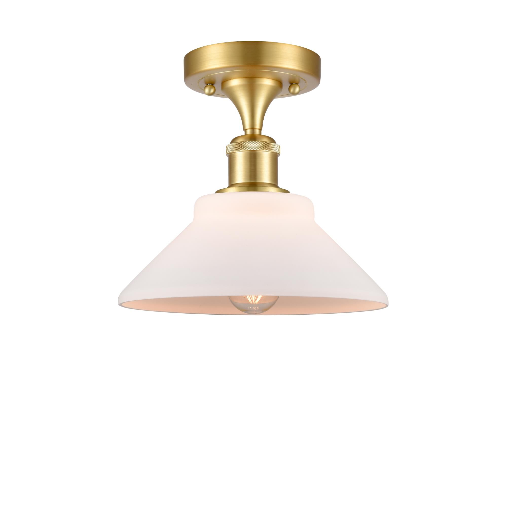 Shown in Satin Gold finish and Matte White Orwell glass