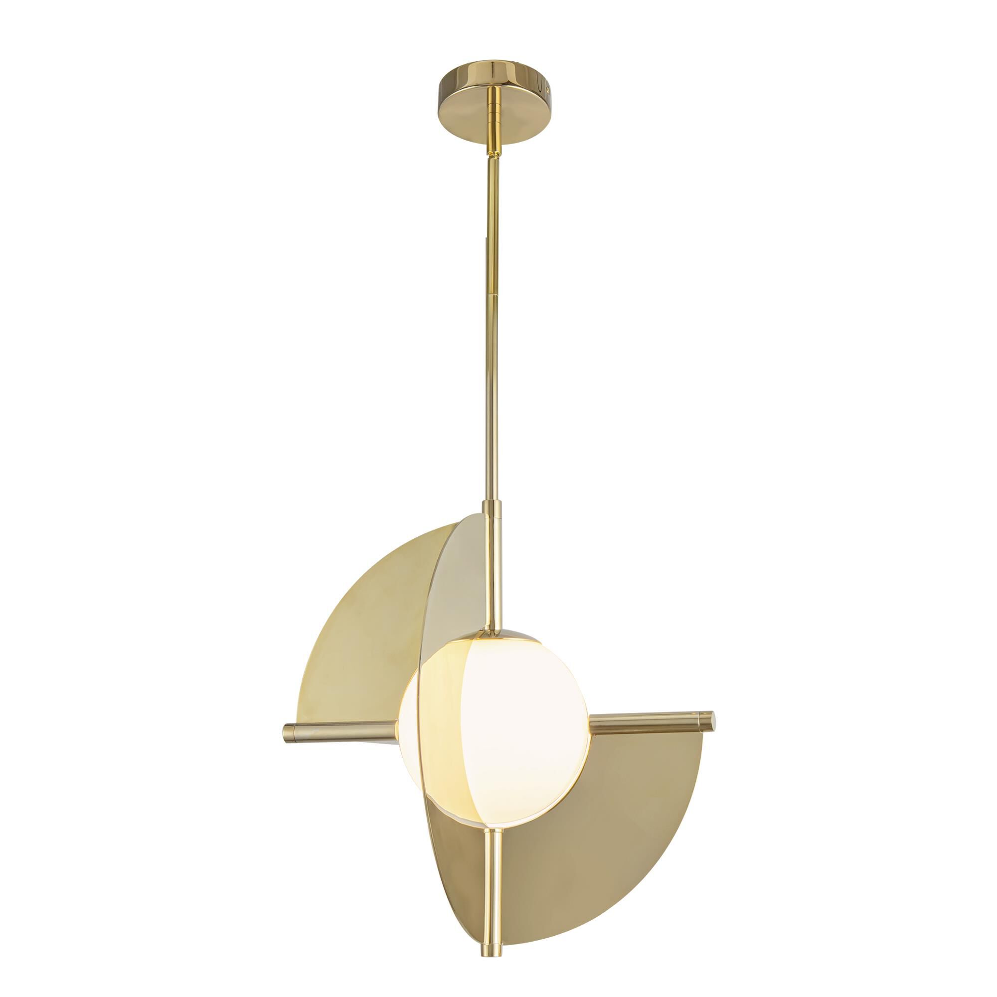 Shown in Metallic Brass finish and Opal glass