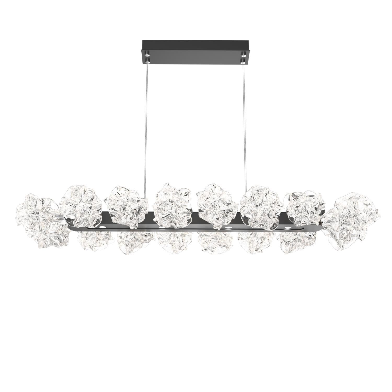 Shown in Matte Black finish and Clear Blown glass