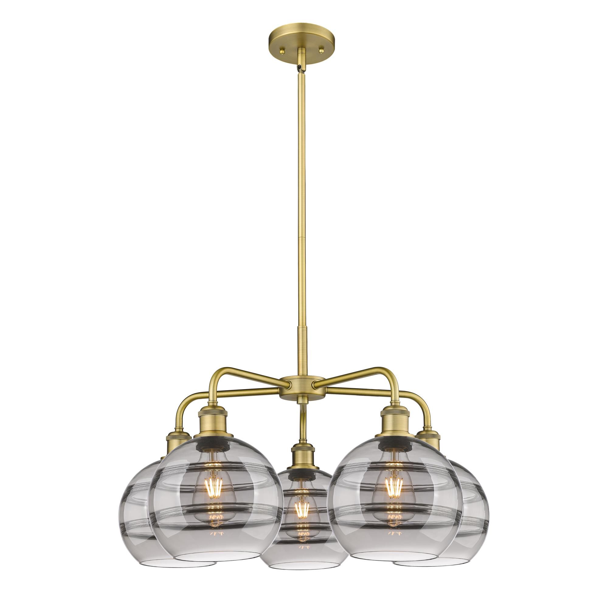 Shown in Brushed Brass finish and Light Smoke glass