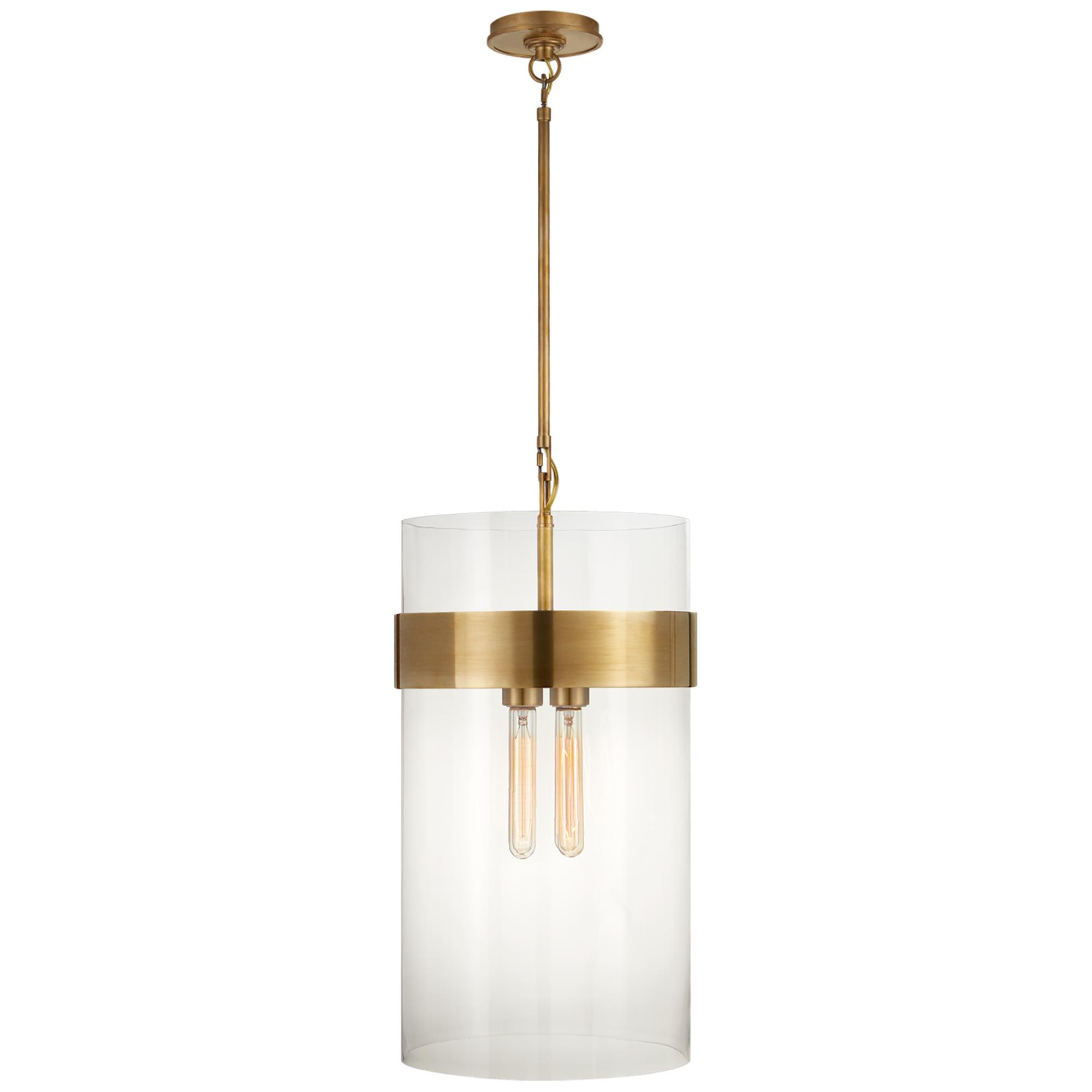 Shown in Hand-Rubbed Antique Brass finish and Clear glass