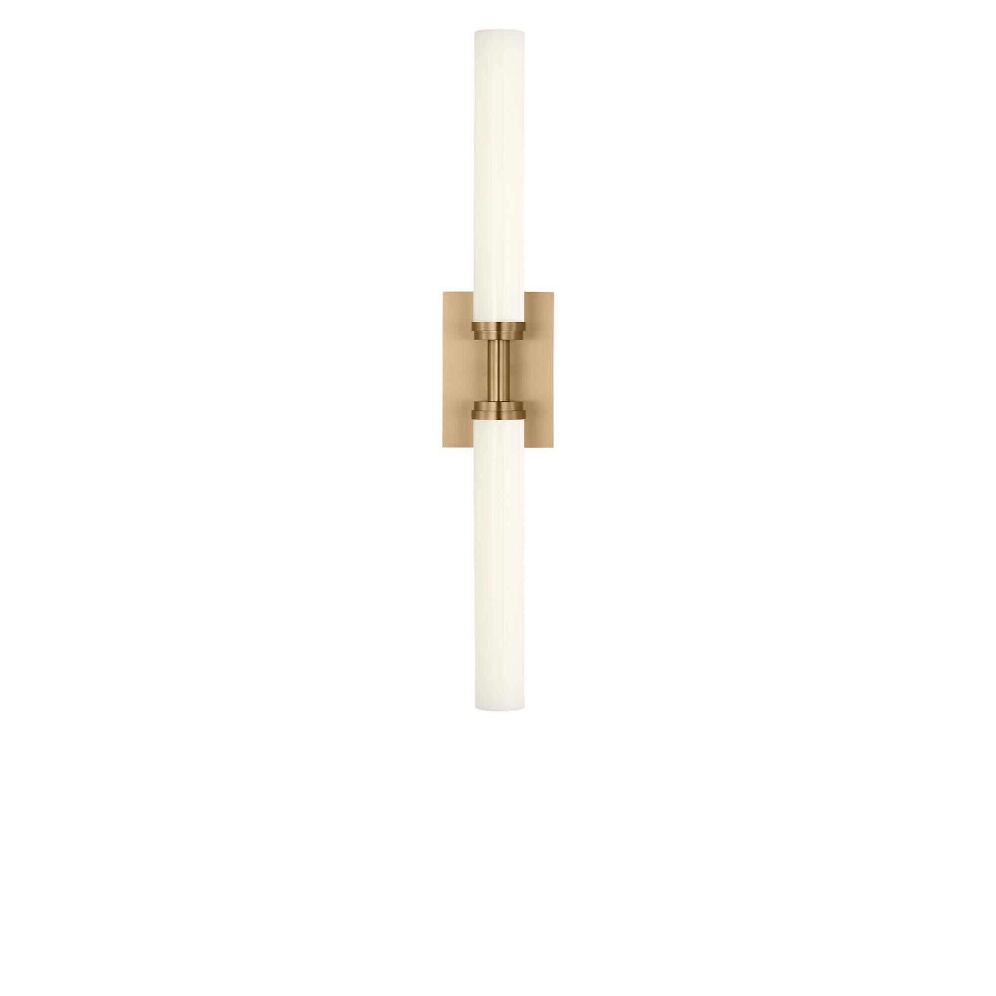 Shown in Satin Brass finish and White Acrylic shade