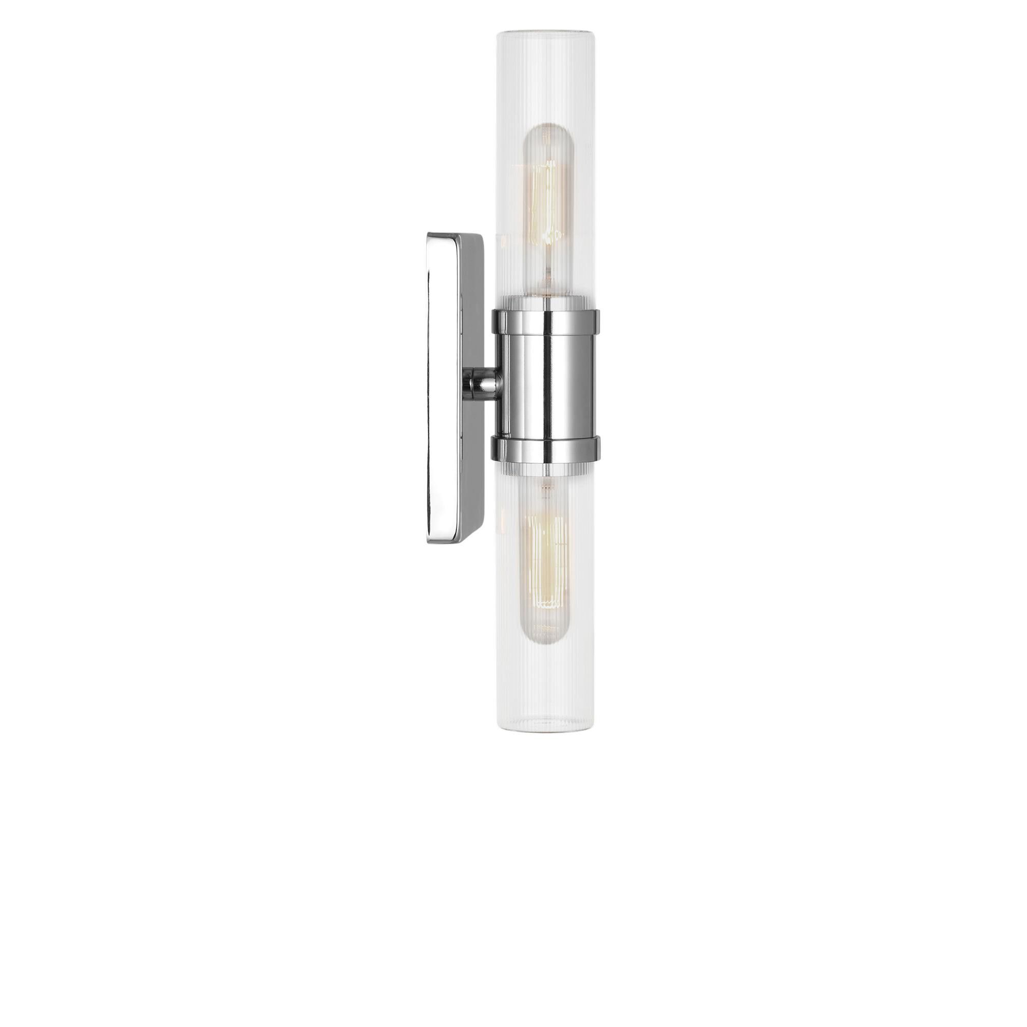 Shown in Chrome finish and Clear Fluted  glass