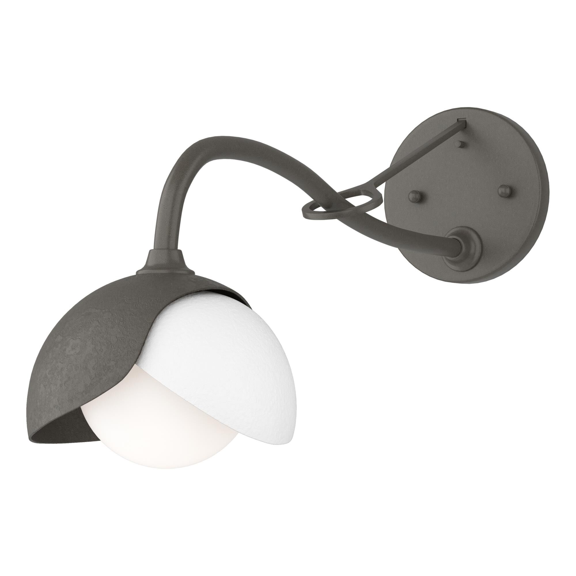 Shown in Dark Smoke finish and Opal glass and White accent