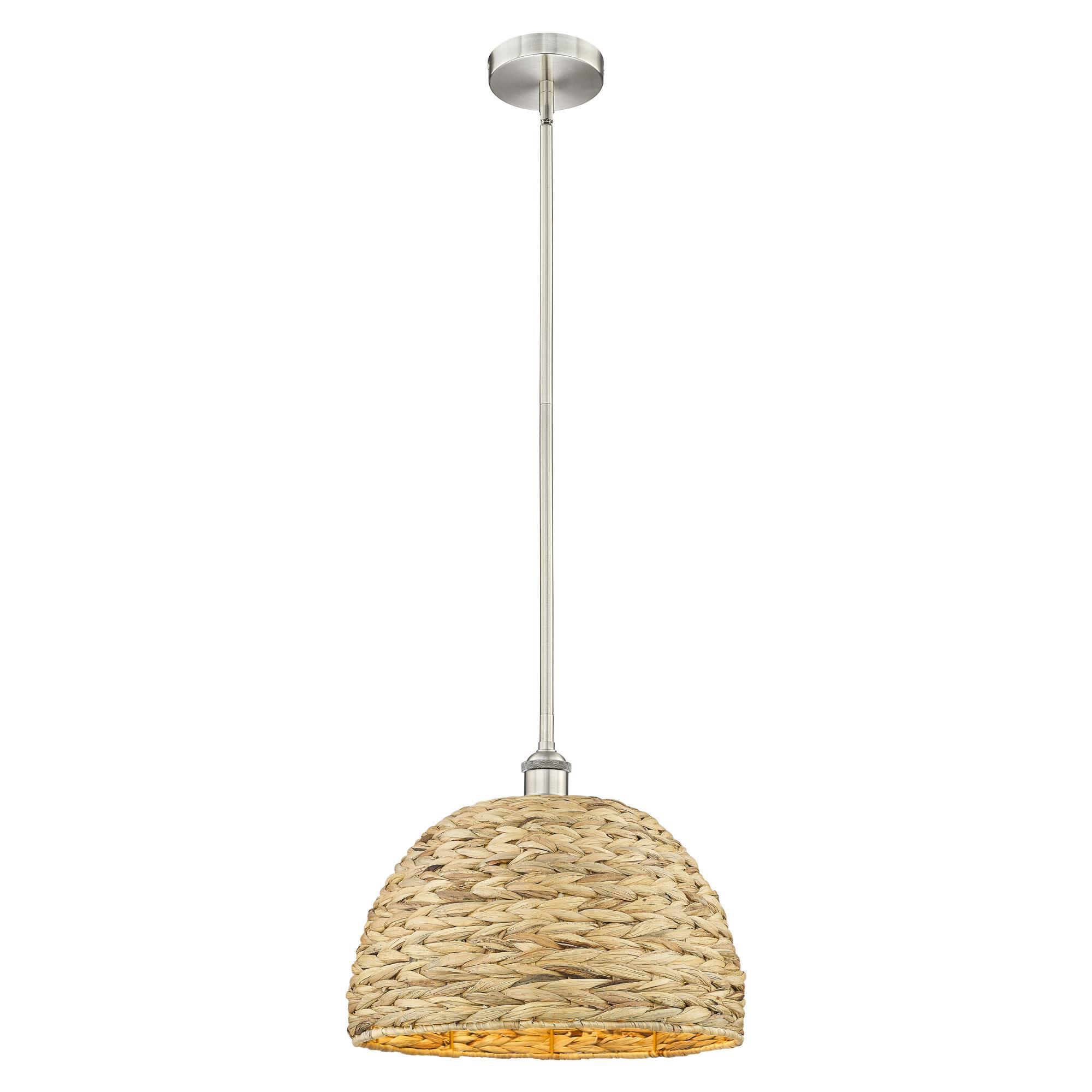 Shown in Brushed Satin Nickel finish and Natural shade