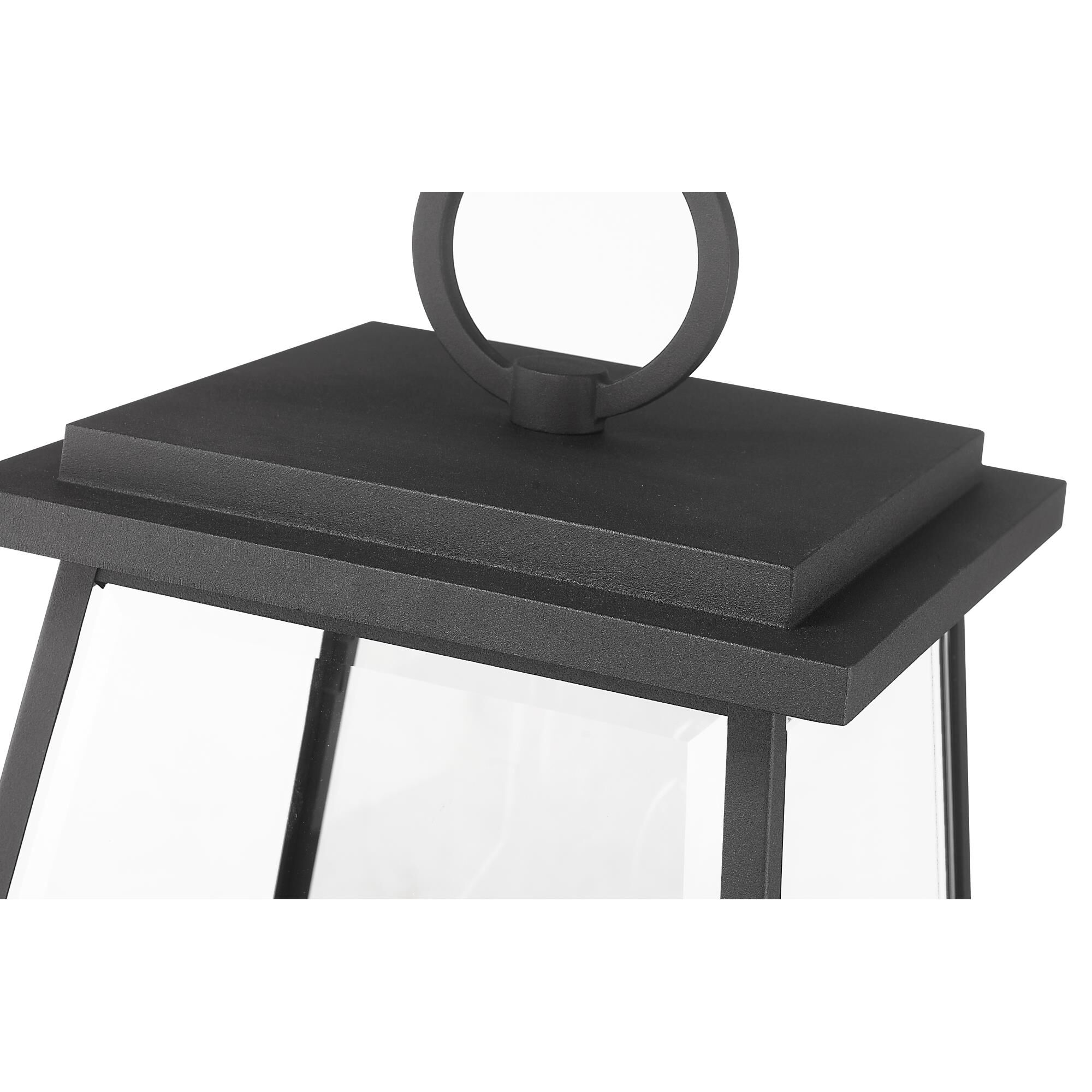 Shown in Black finish and Clear Beveled glass