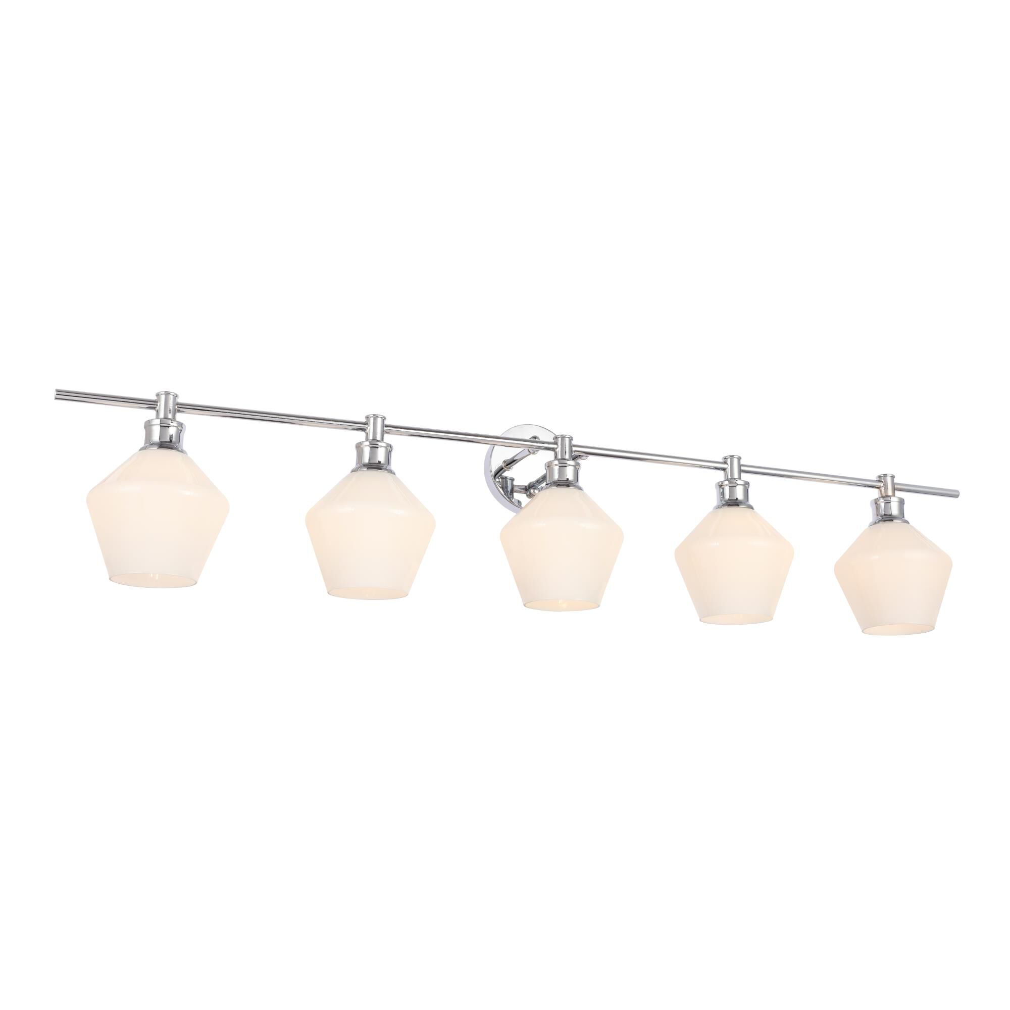 Shown in Chrome finish and Frosted White  glass