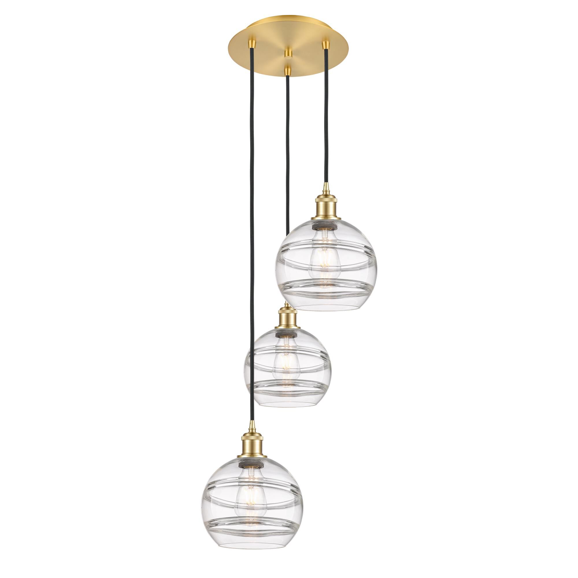 Shown in Satin Gold finish and Clear glass