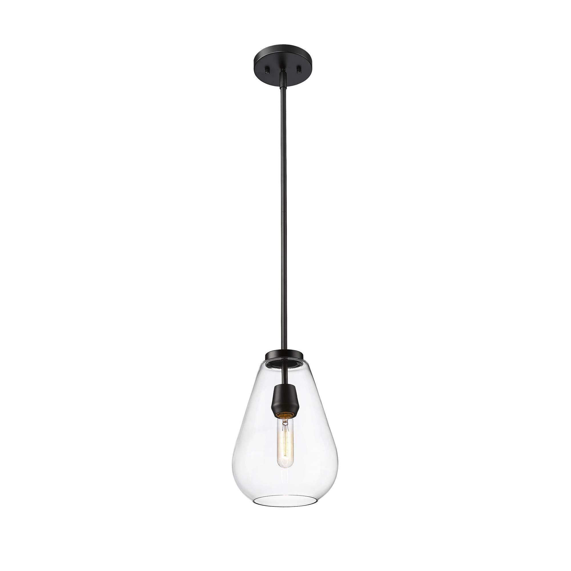 Shown in Matte Black finish and Clear glass and Clear shade