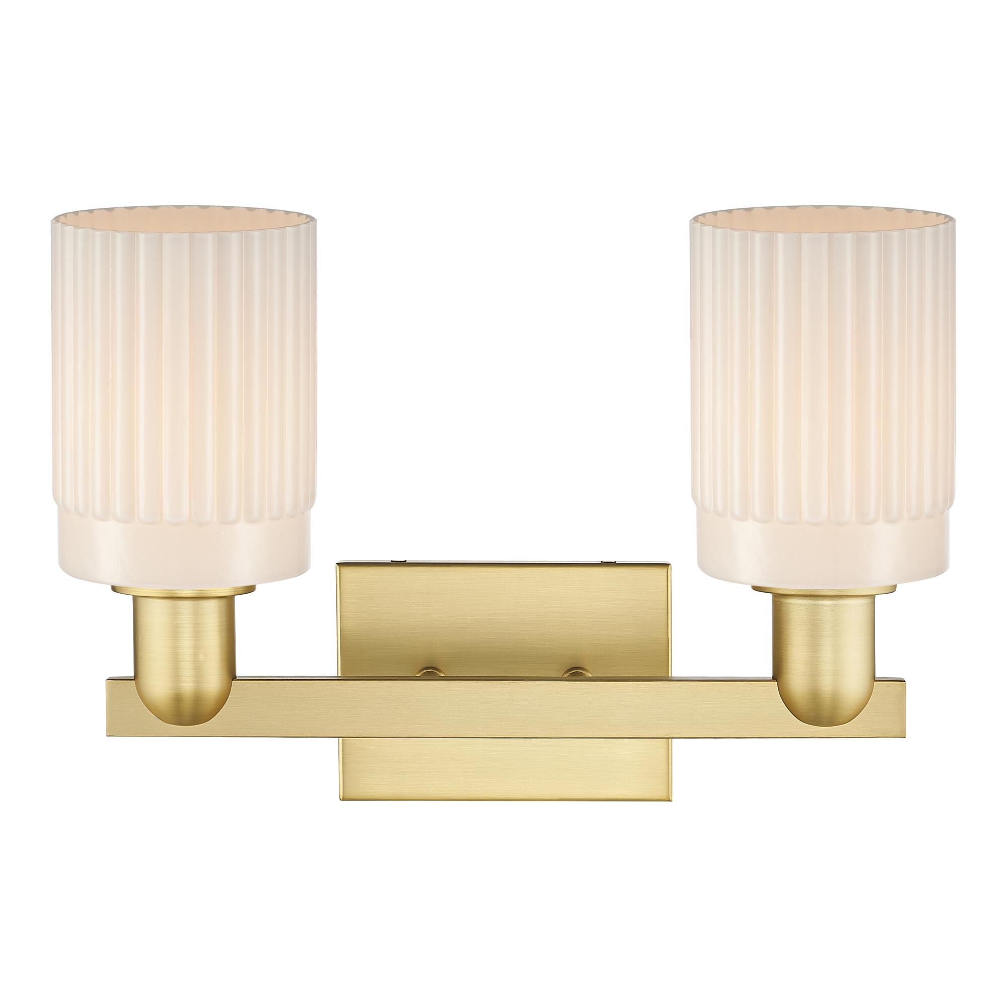 Shown in Satin Gold finish and Matte White glass