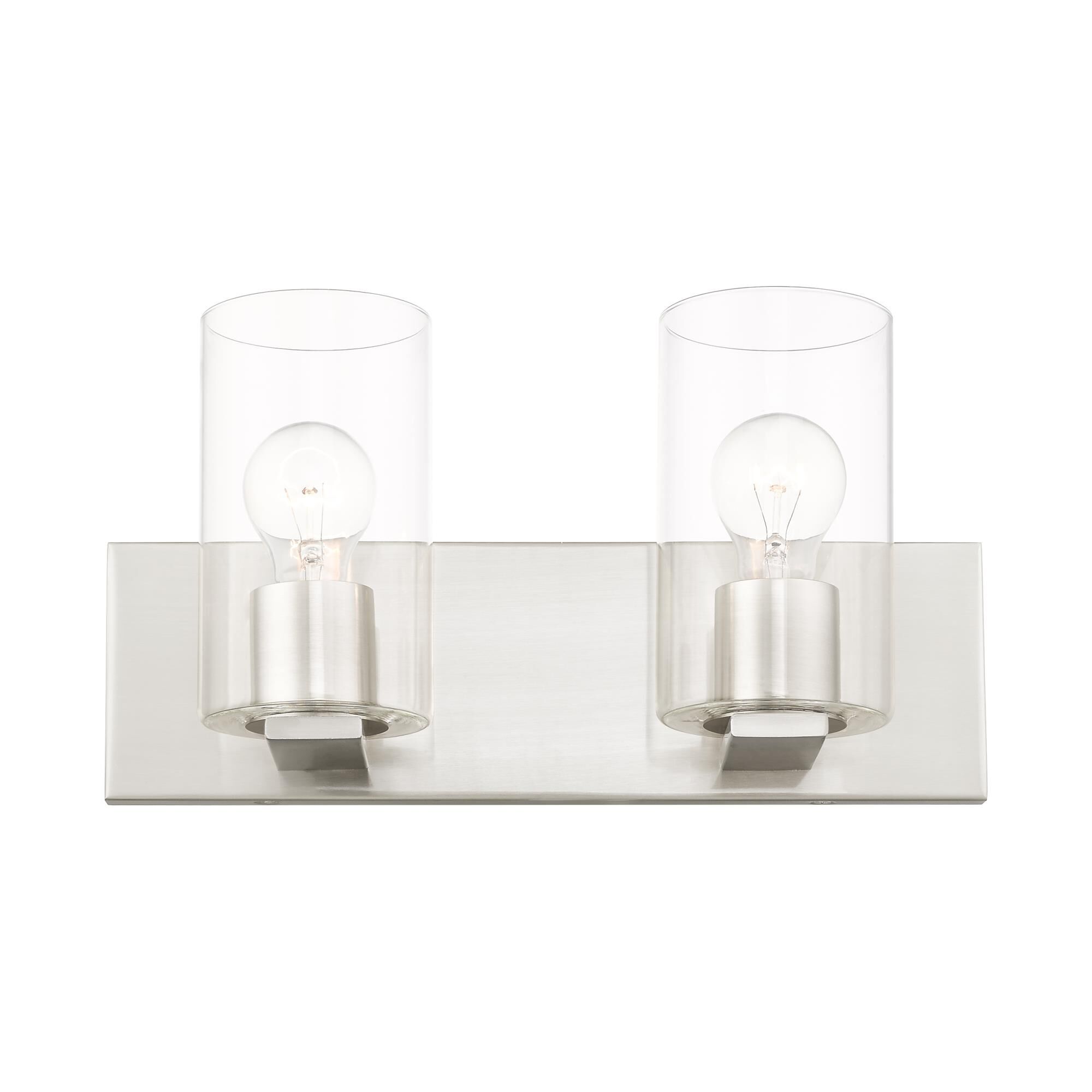 Shown in Brushed Nickel finish and Clear glass and Clear Glass shade