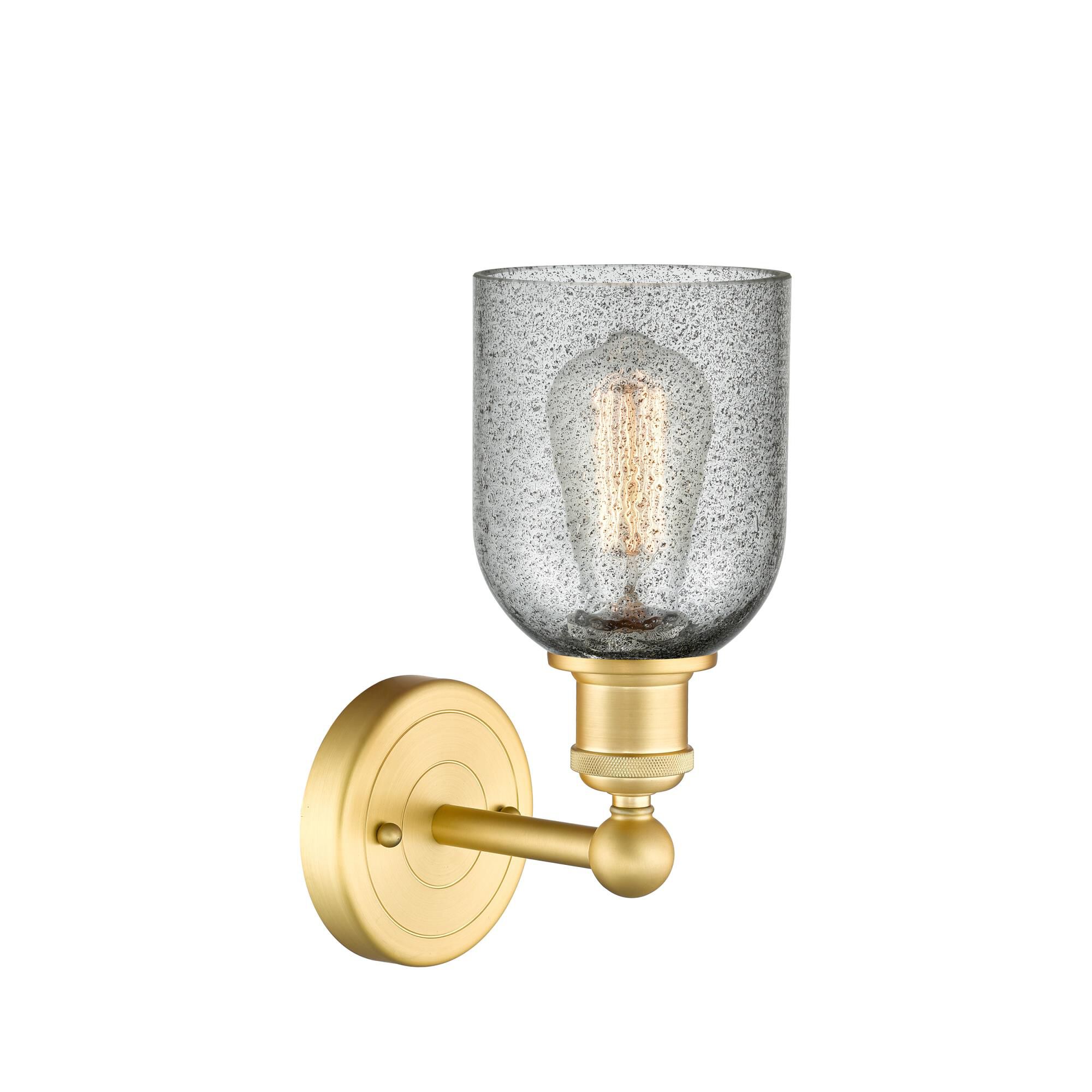 Shown in Satin Gold finish and Charcoal glass