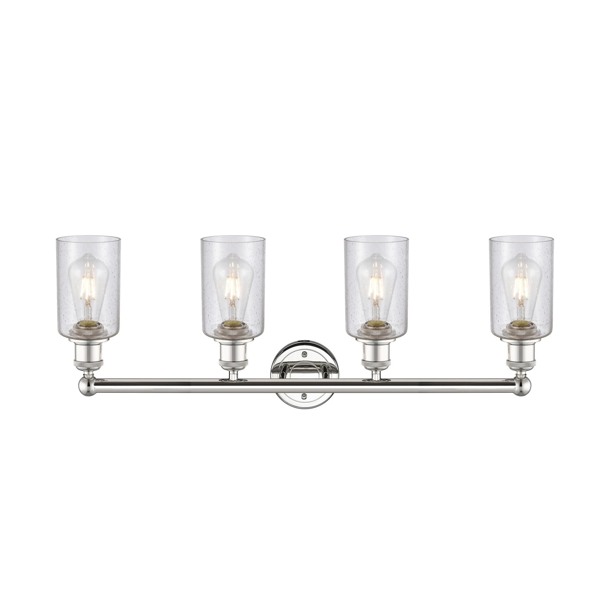Shown in Polished Nickel finish and Seedy glass