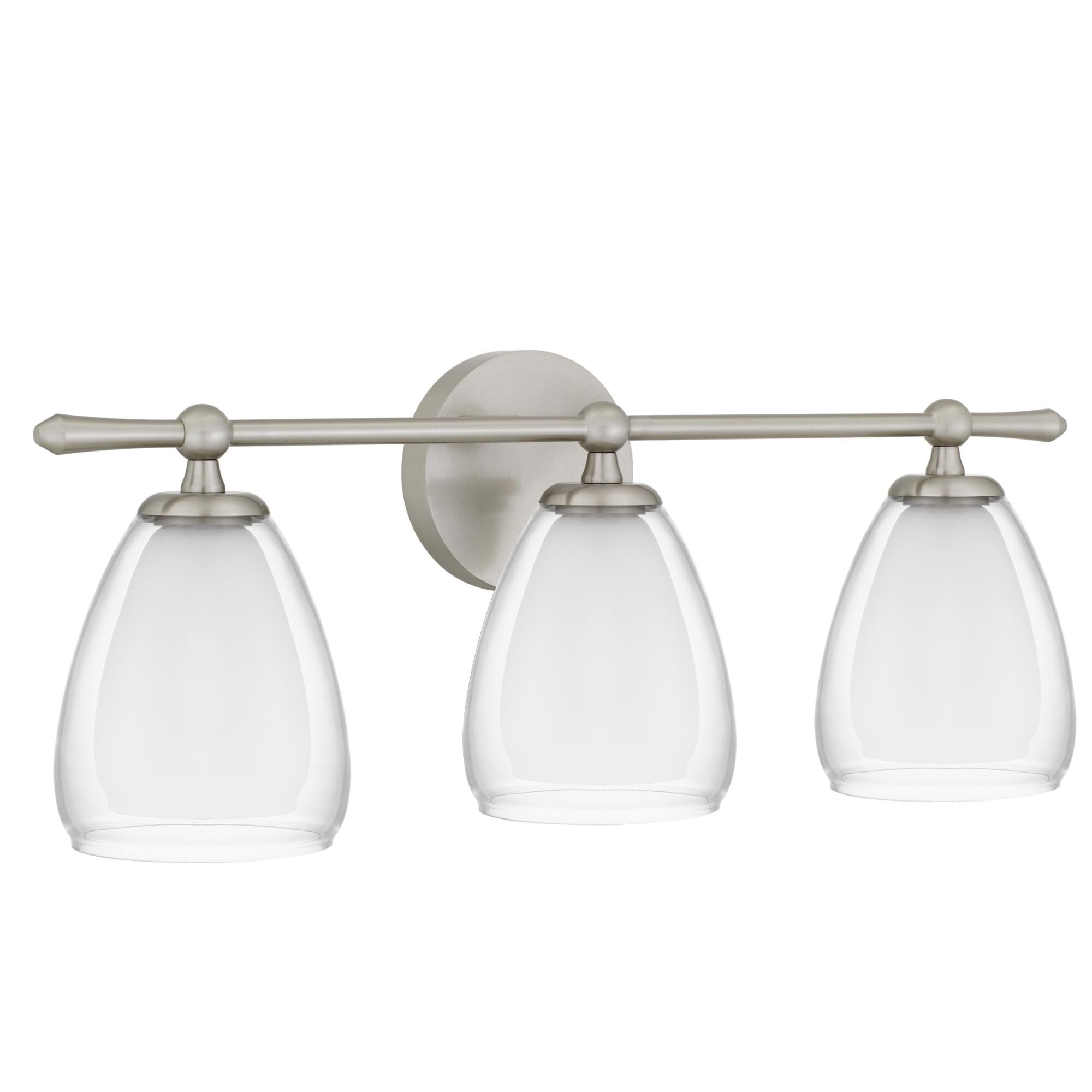 Shown in Brushed Nickel finish and Clear Glass , Opal Etched Glass shade
