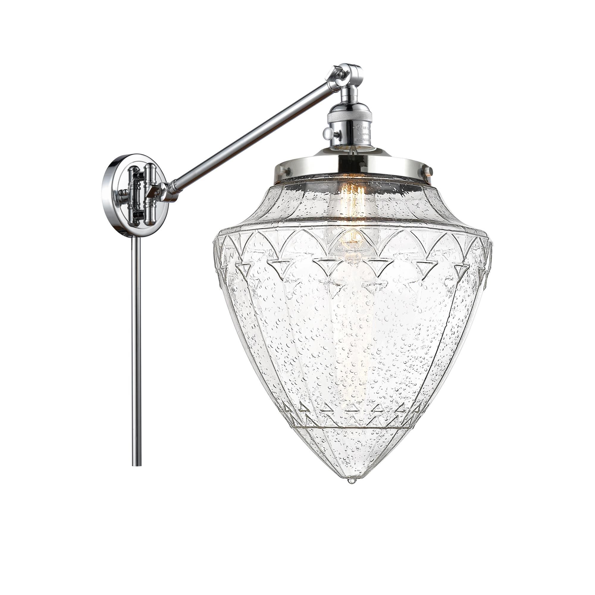 Shown in Polished Chrome finish and Seedy glass