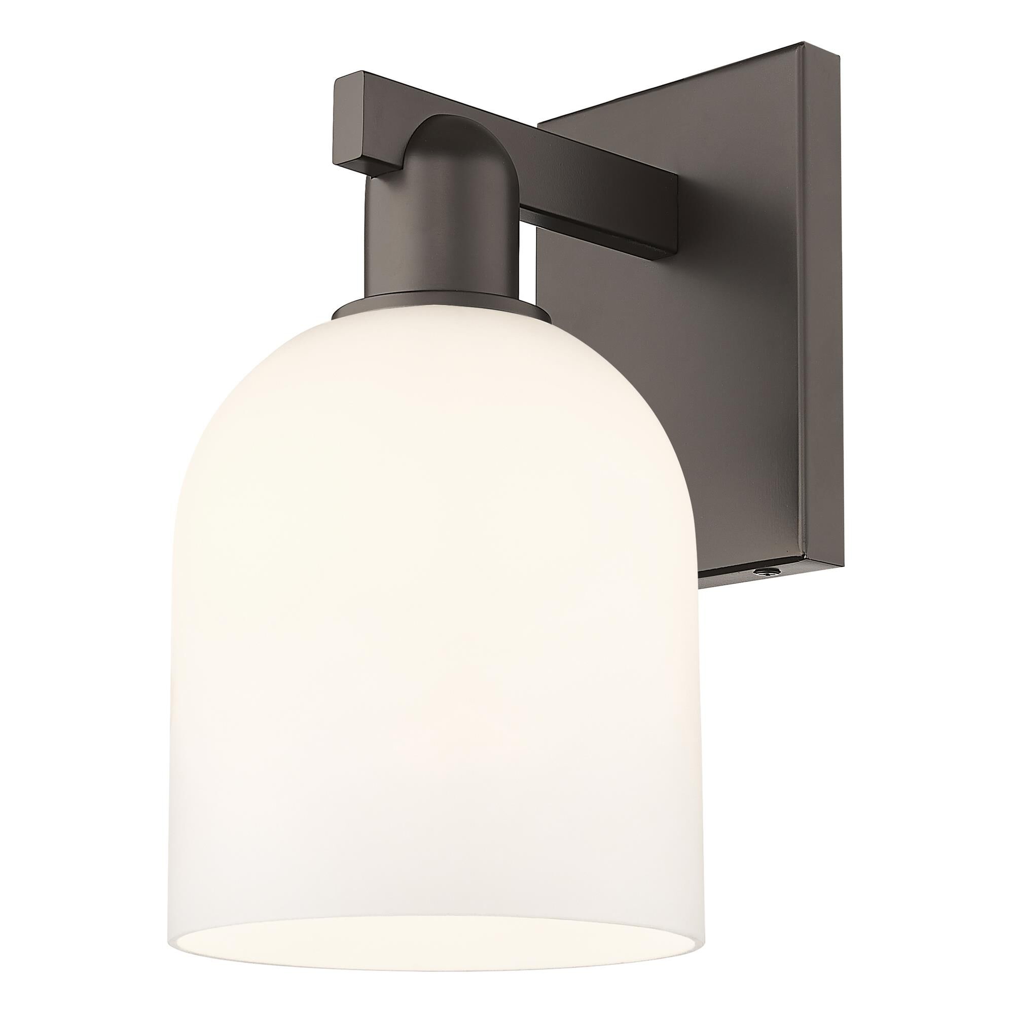 Shown in Oil Rubbed Bronze finish and White glass