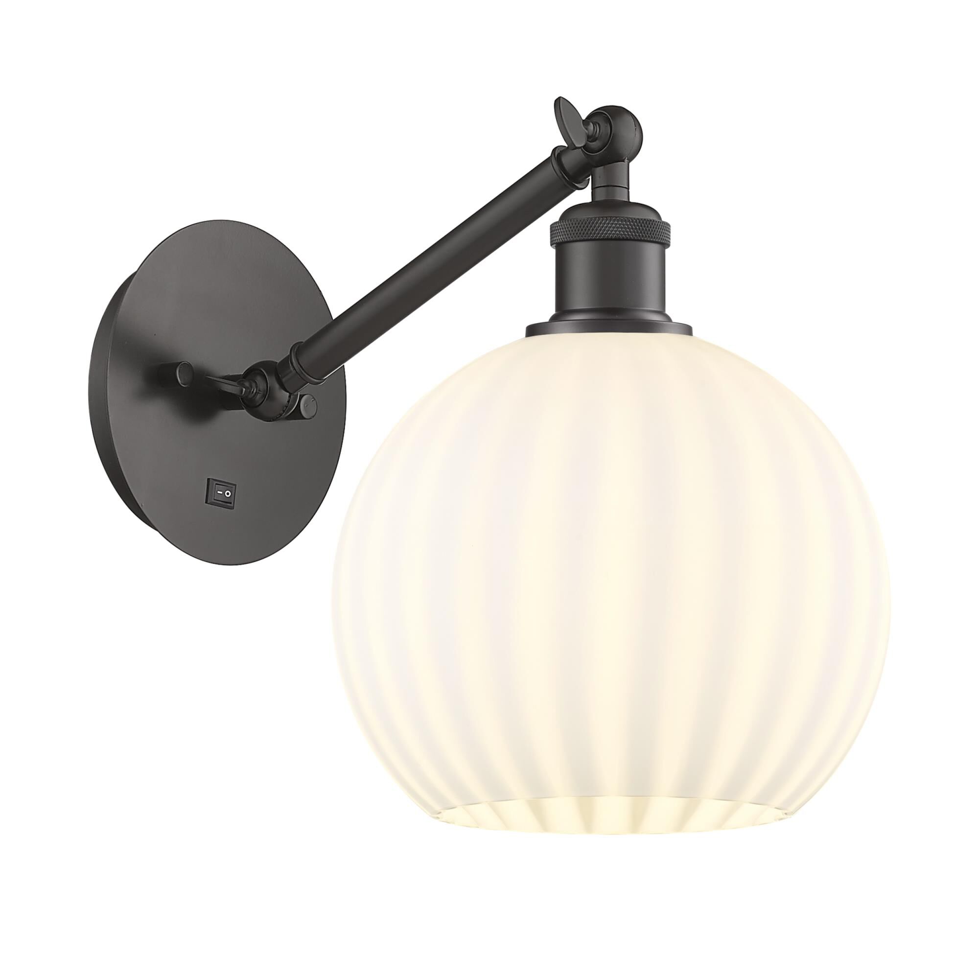 Shown in Oil Rubbed Bronze finish and White Venetian glass