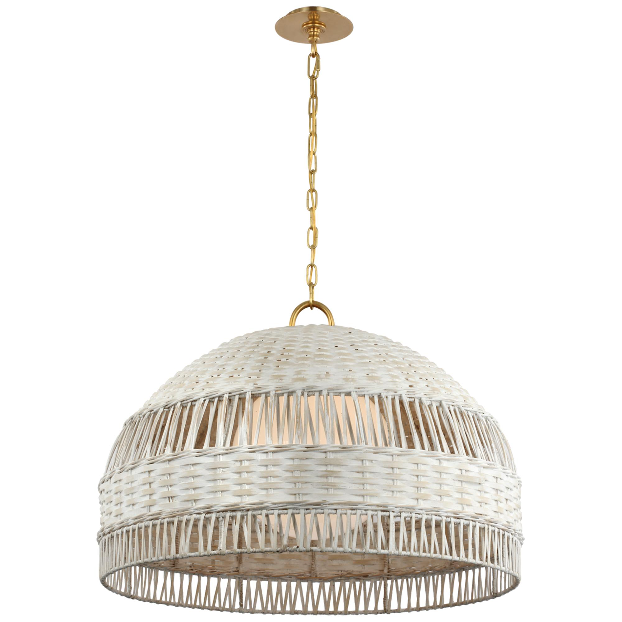 Shown in Soft Brass and White Wicker finish