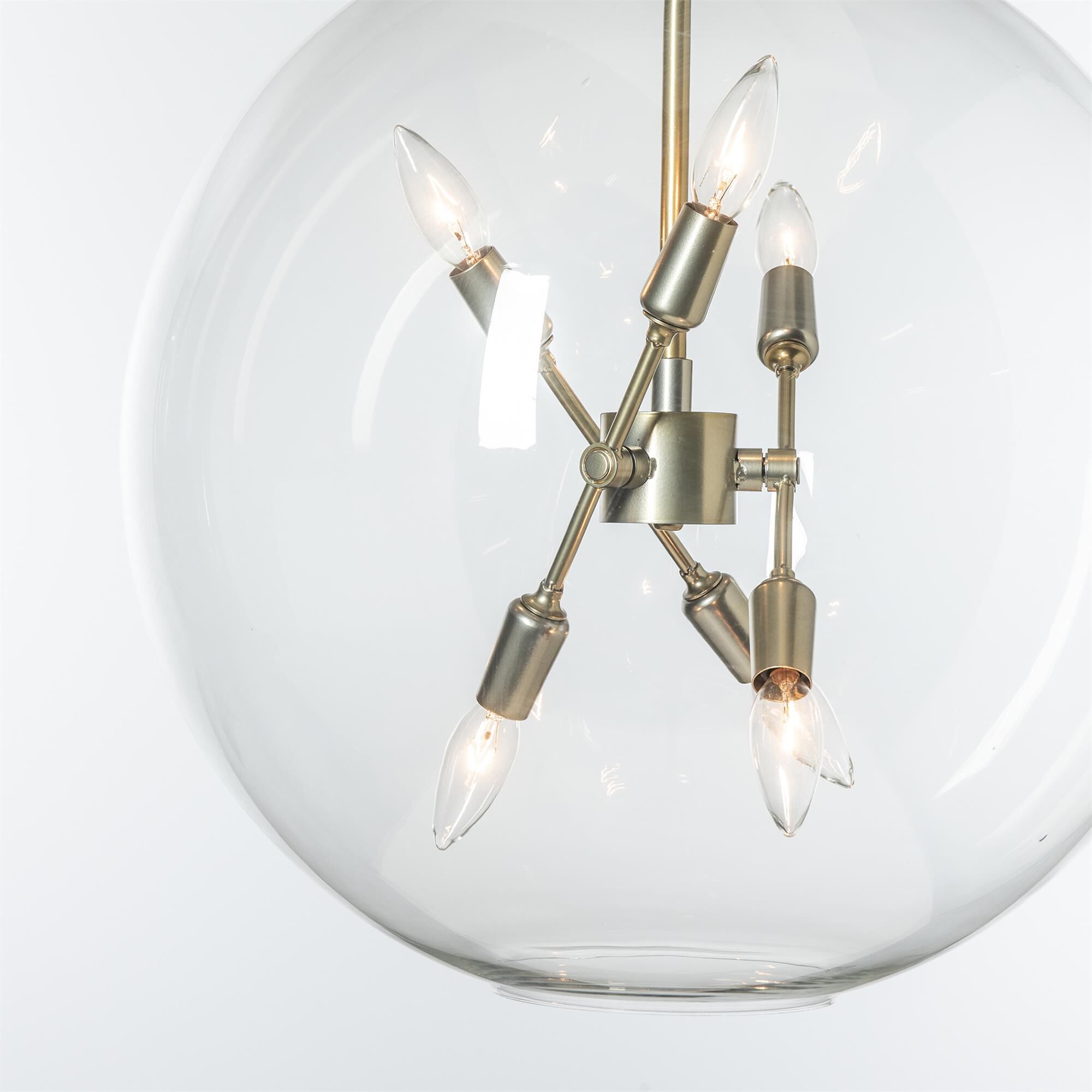 Shown in Modern Brass finish and Clear glass
