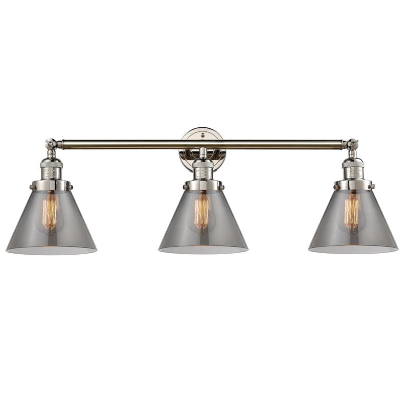 Bruno Marashlian Large Cone 32 Inch 3 Light Bath Vanity Light by Innovations Lighting