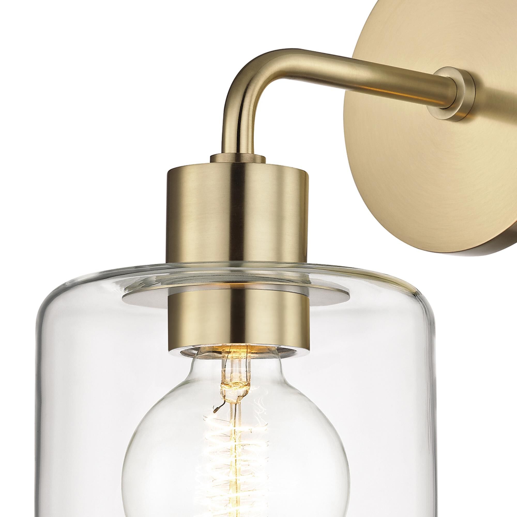 Shown in Aged Brass finish and Opal Etched glass