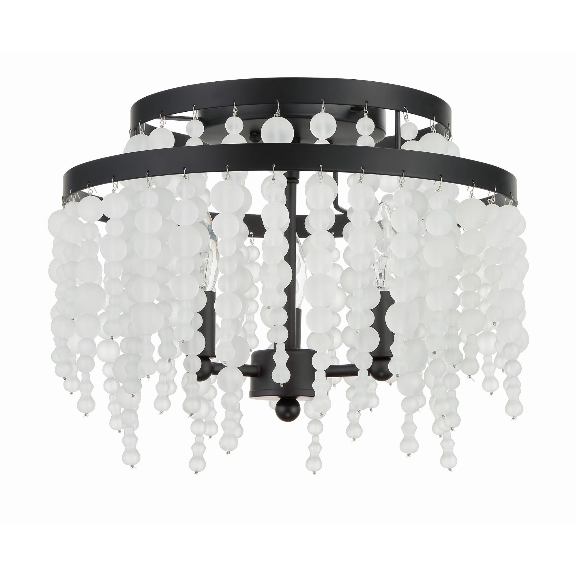 Shown in Matte Black finish and Frosted Glass Beads crystal