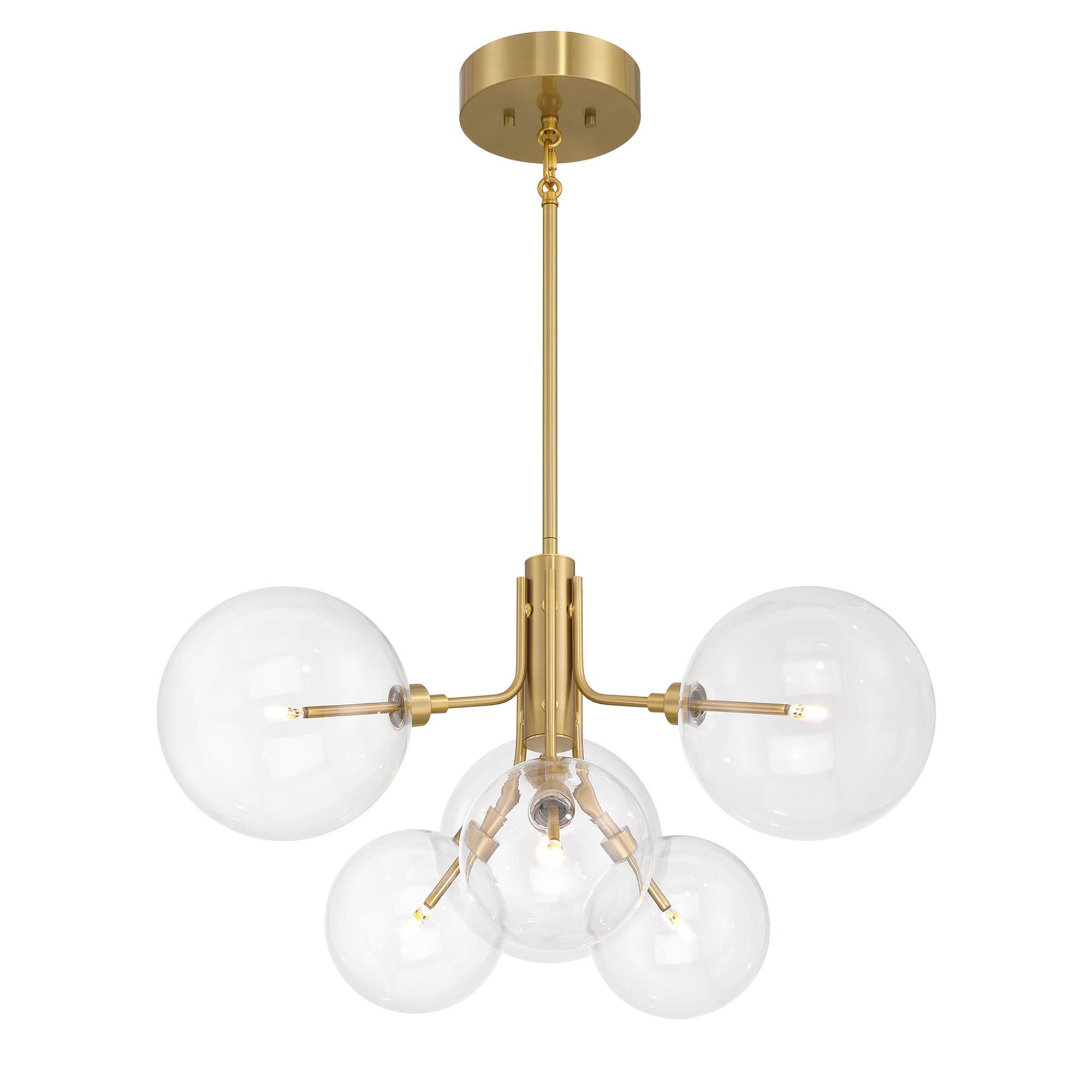 Shown in Natural Brass finish and Clear glass
