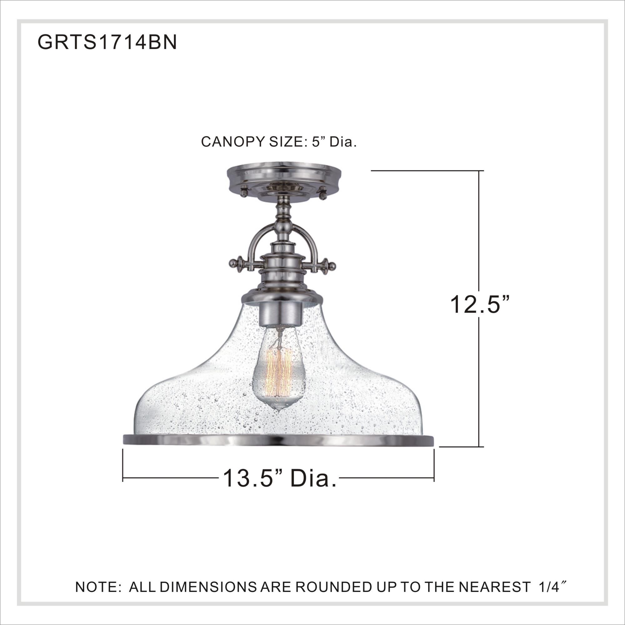 Grant 13 Inch 1 Light Semi Flush Mount by Quoizel