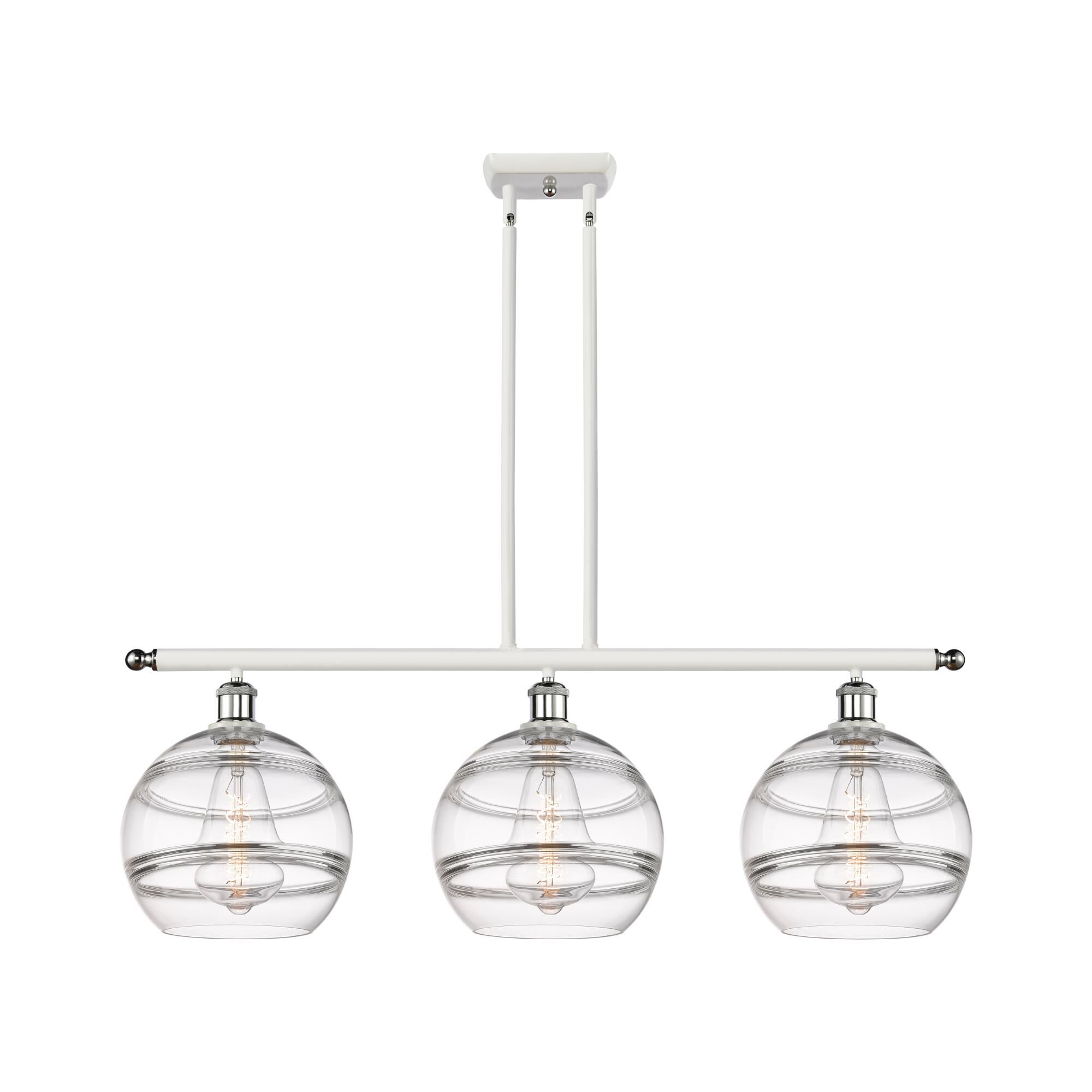 Shown in White Polished Chrome finish and Clear glass