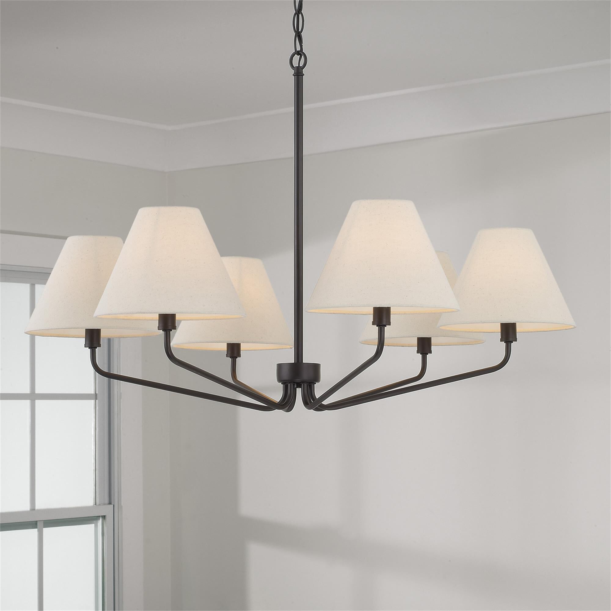 Shown in Espresso finish and Ecru Fabric shade