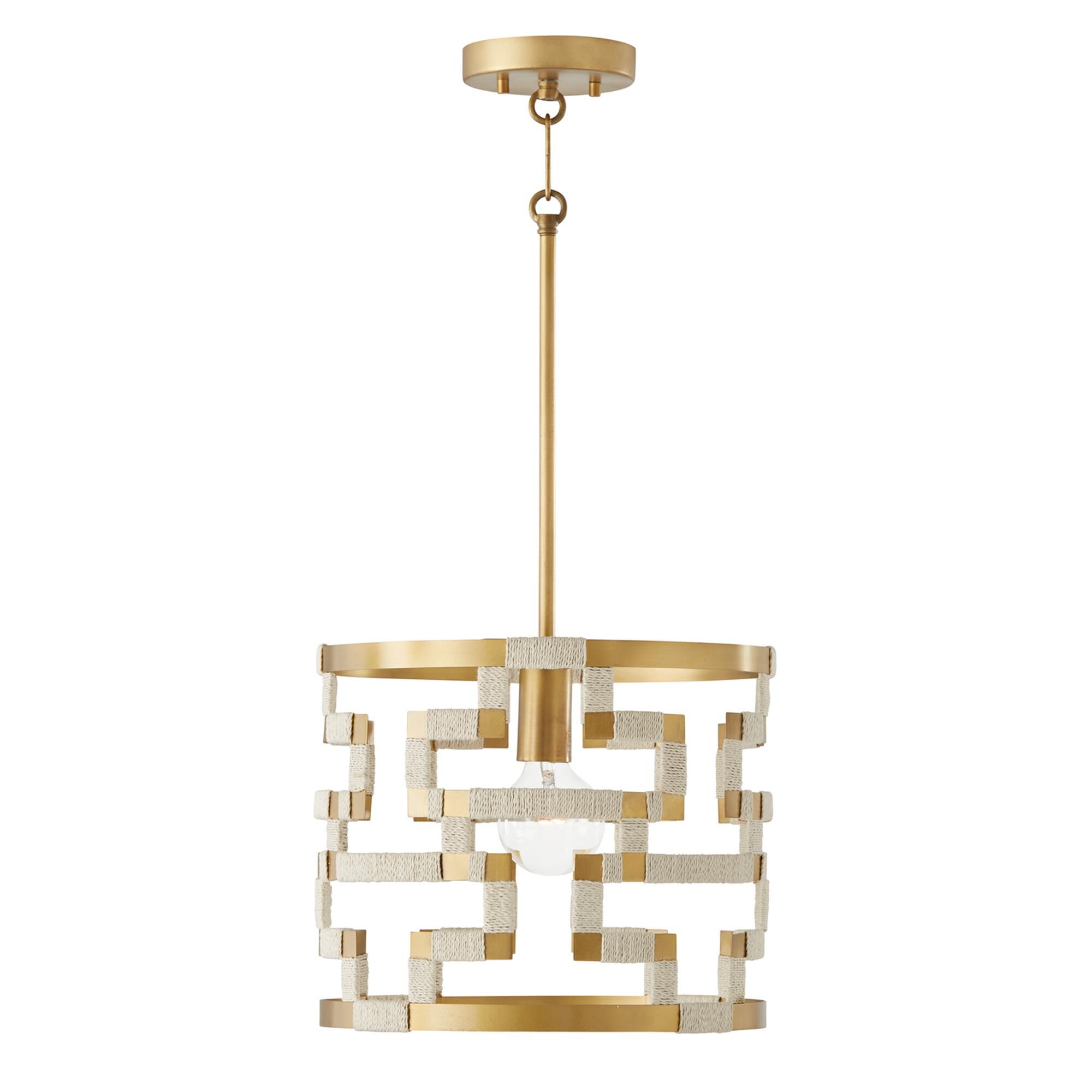 Shown in Bleached Natural Jute And Patinaed Brass finish