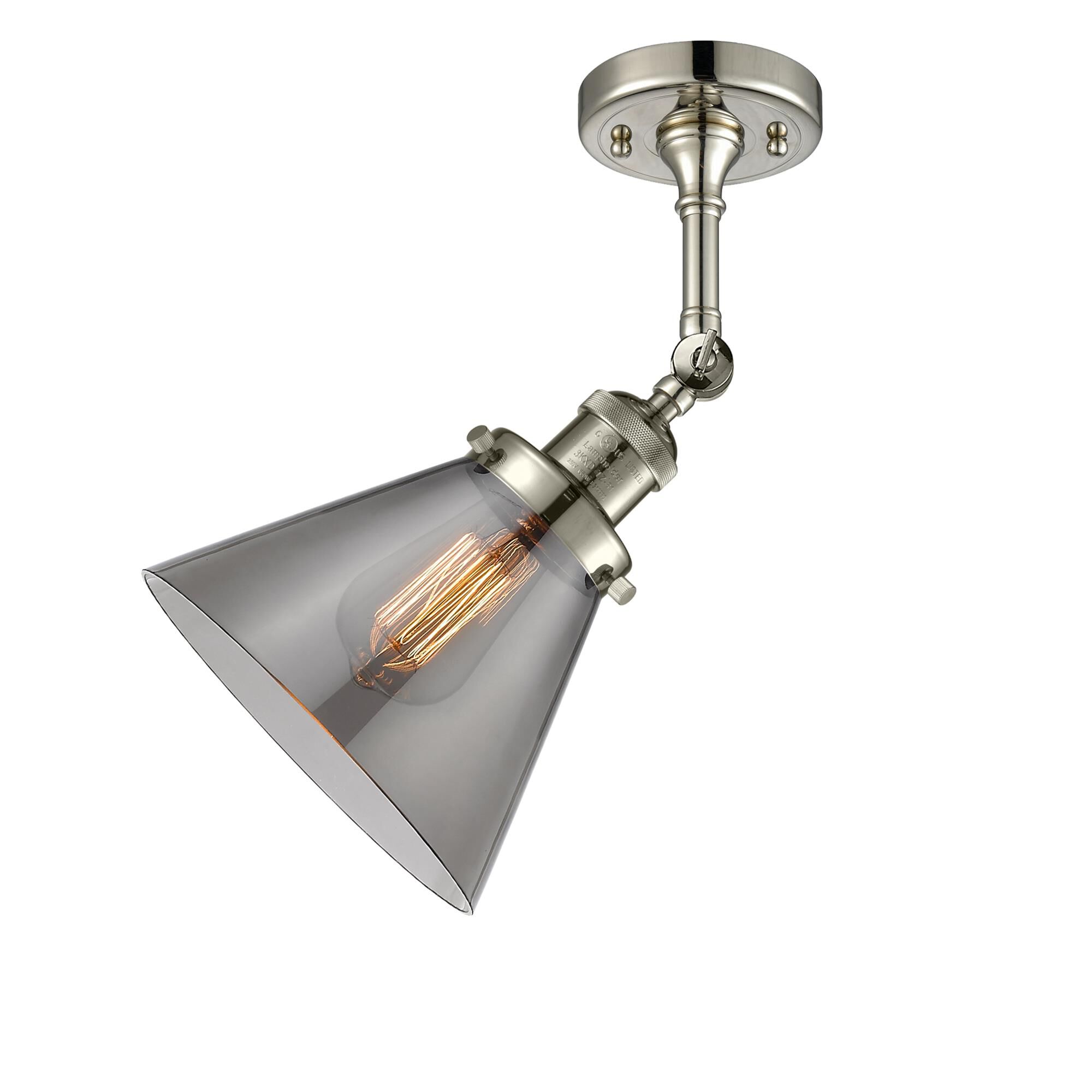 Shown in Polished Nickel finish and Smoked glass