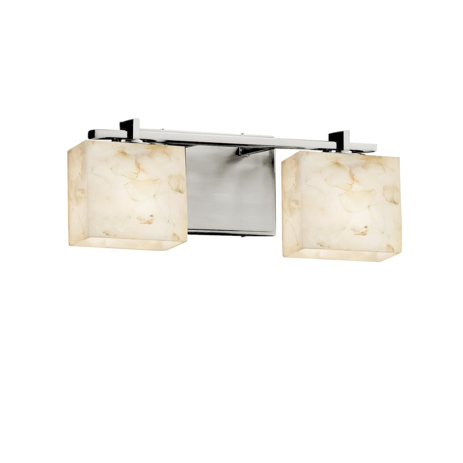 Shown in Brushed Nickel finish and Shaved Alabaster Rocks Cast Into Resin glass and Rectangle accent