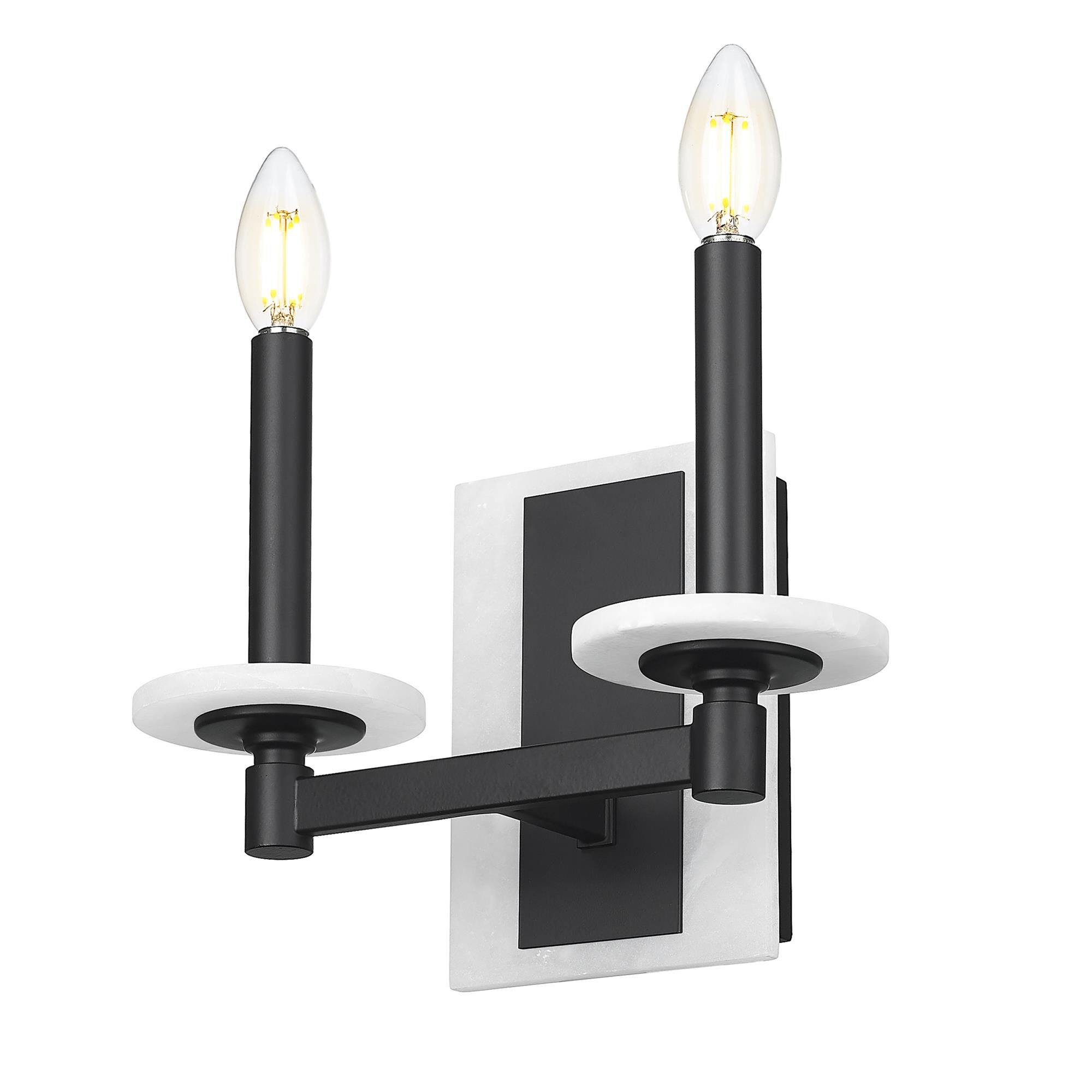 Shown in Matte Black finish and Alabaster glass and Alabaster shade