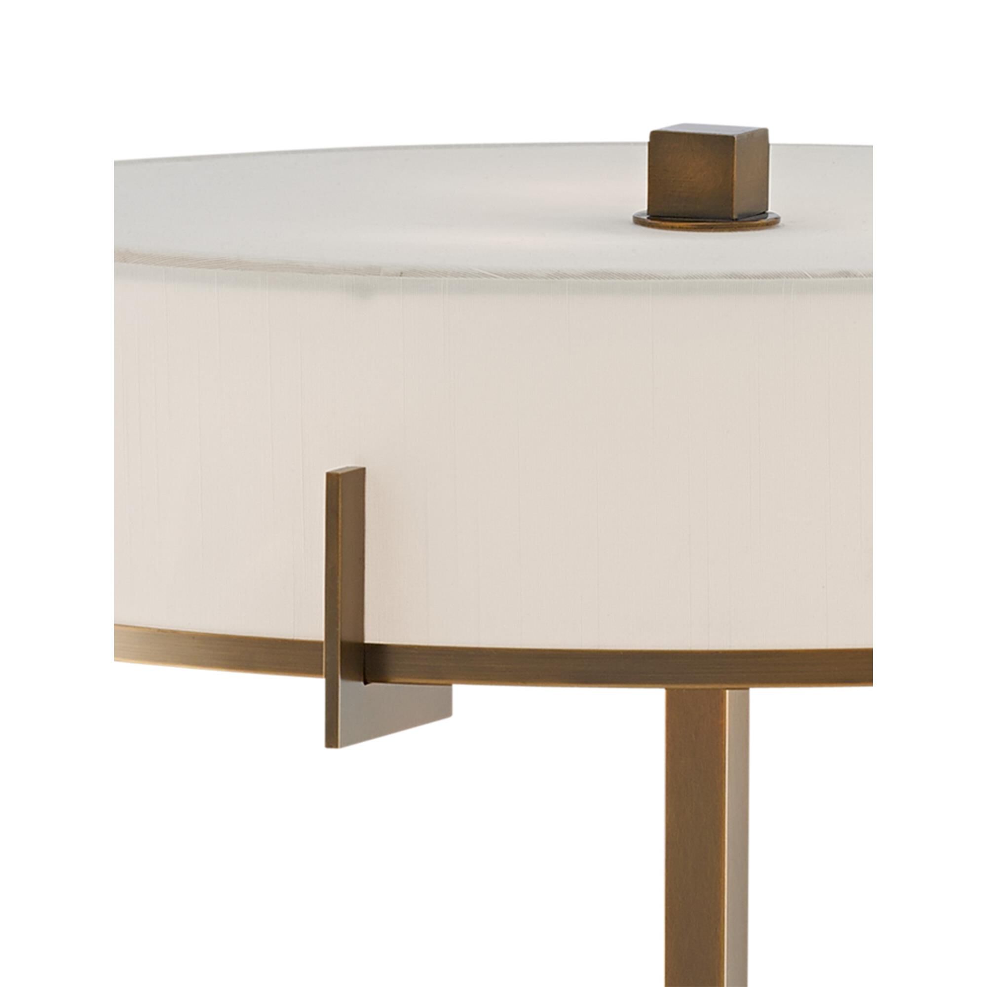 Shown in Antique Brass - Black finish and Off White Shantung shade