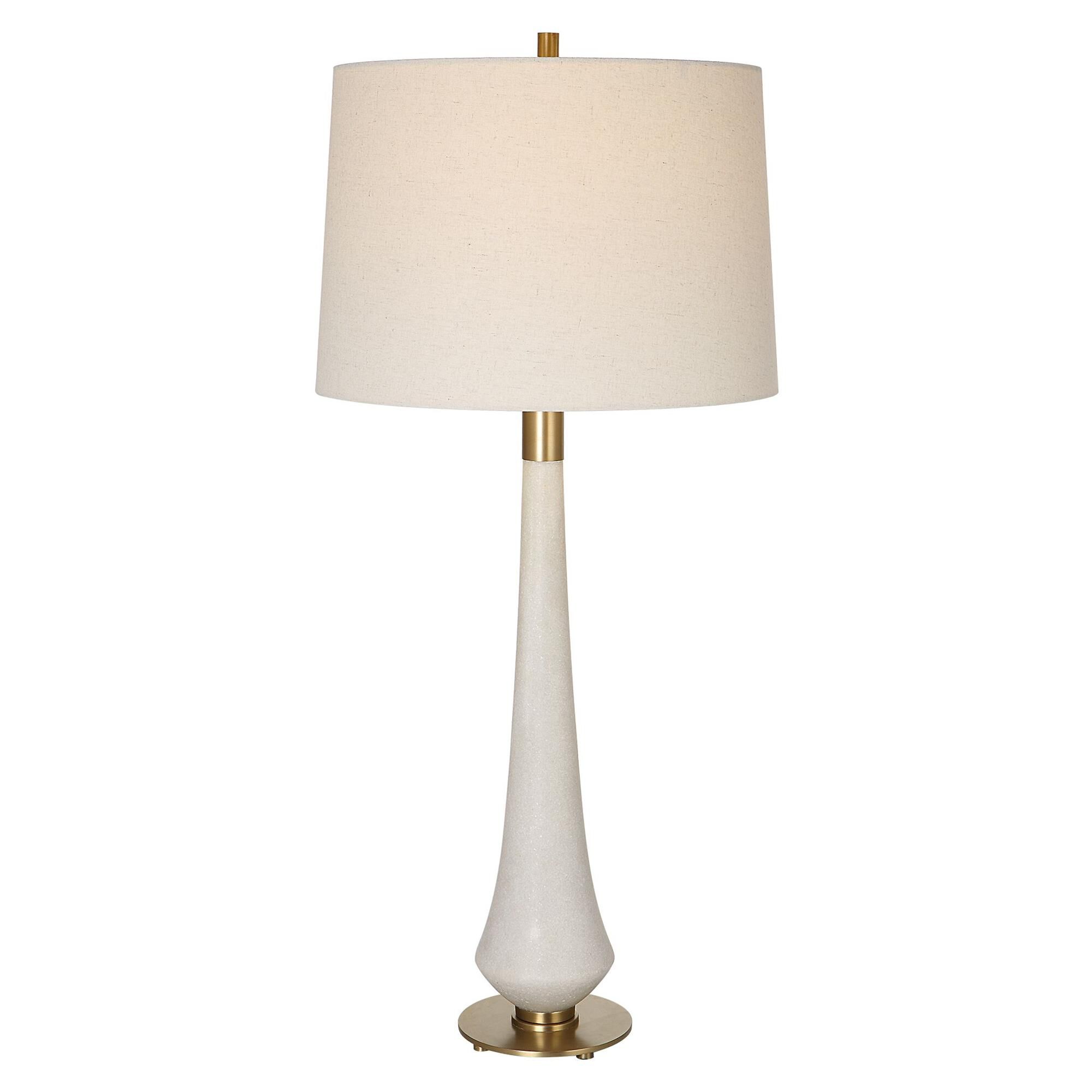 Shown in Antique Brass finish and Tapered Drum shade