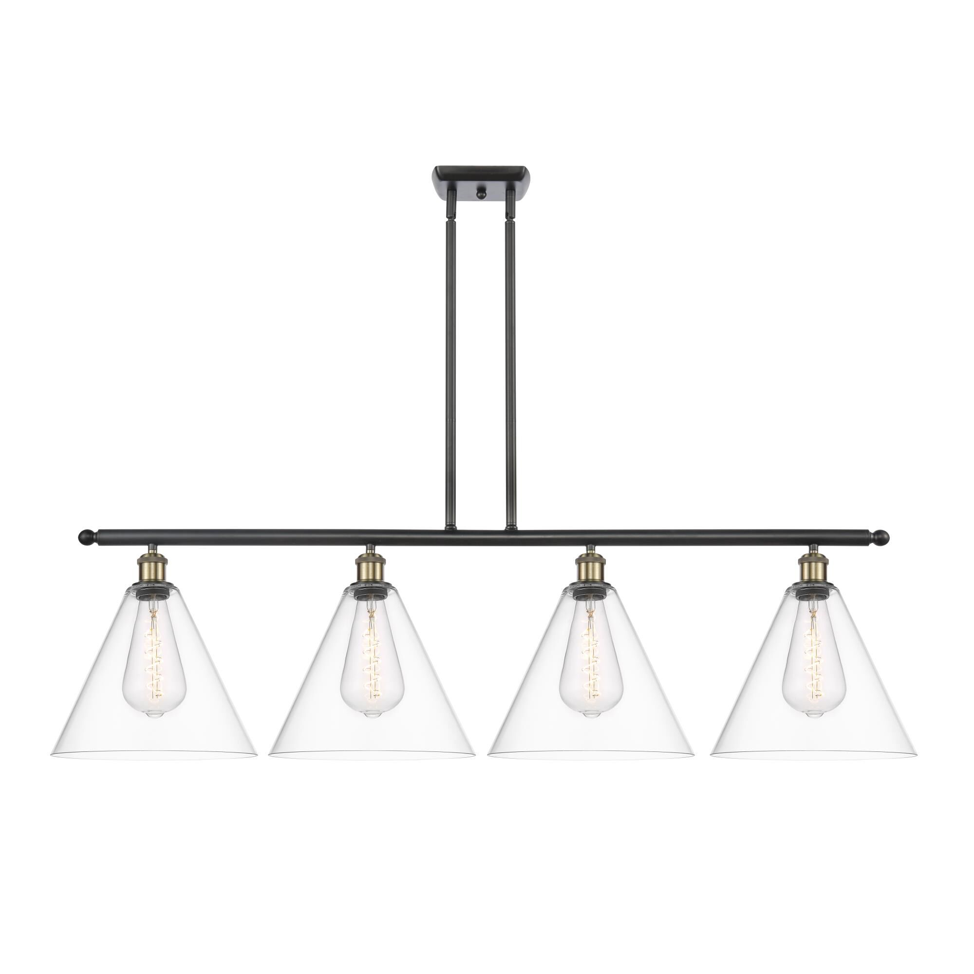 Shown in Black Antique Brass finish and Cased Matte White Ballston Cone glass and No Shade shade