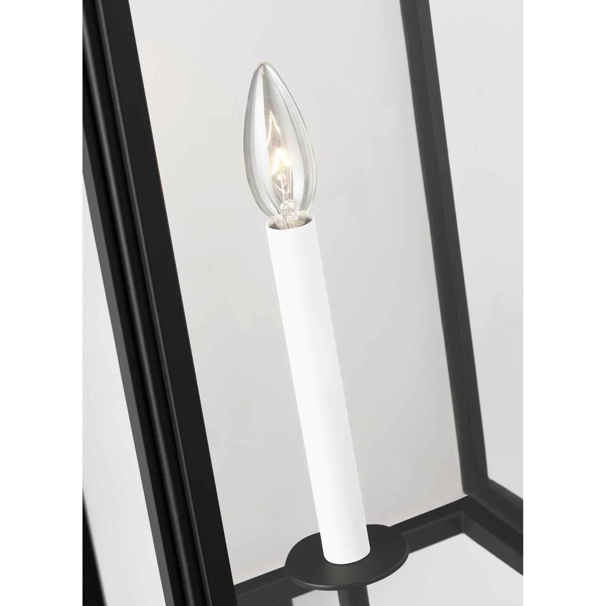 Shown in Textured Black finish and Clear Glass Panels shade